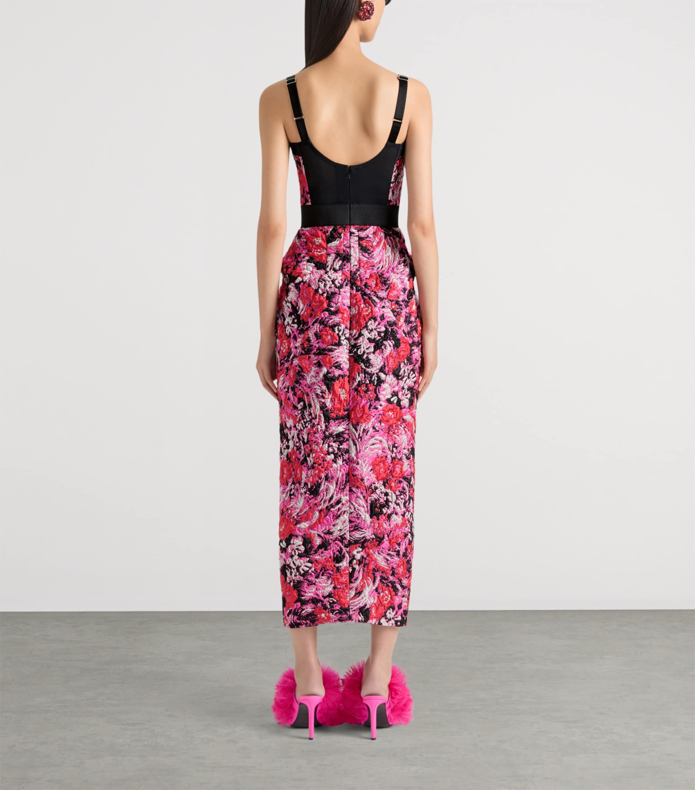 Draped Bustier Midi Dress RED/PINK Image 3