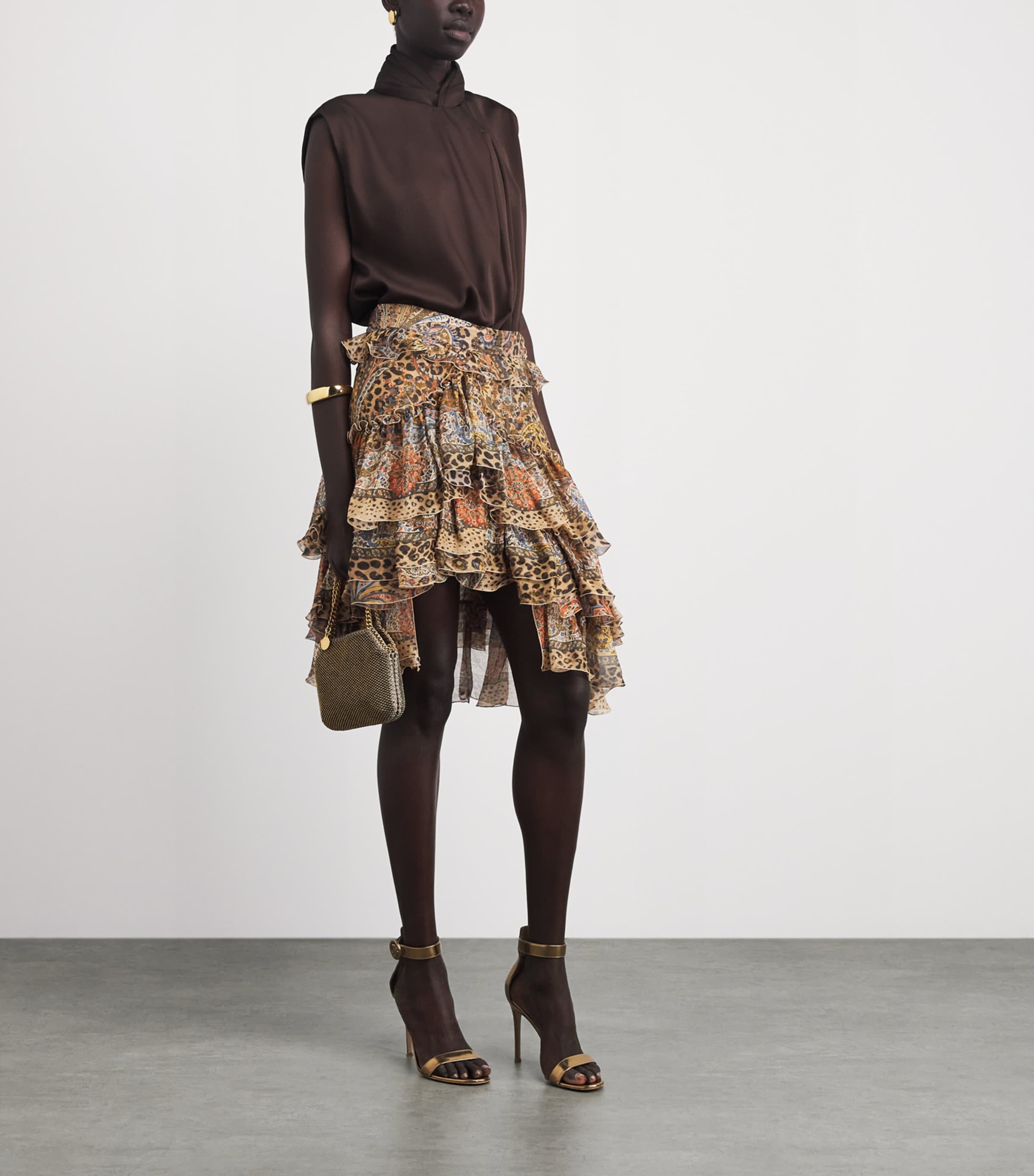 Etro Womens Silk Print Tiered Mini Skirt Image 2