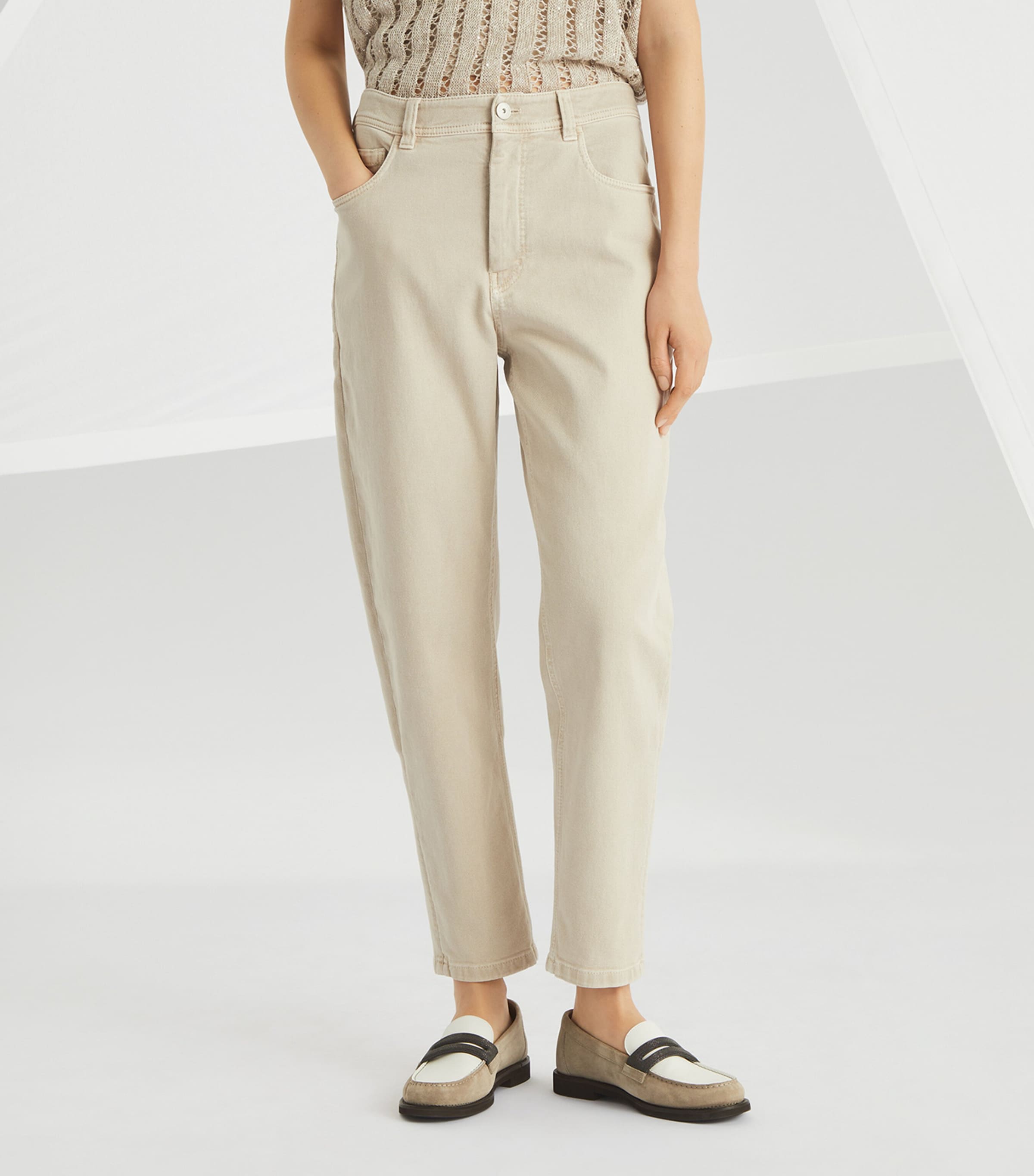 Brunello Cucinelli Garment-Dyed Baggy Tapered Jeans | Harrods UK