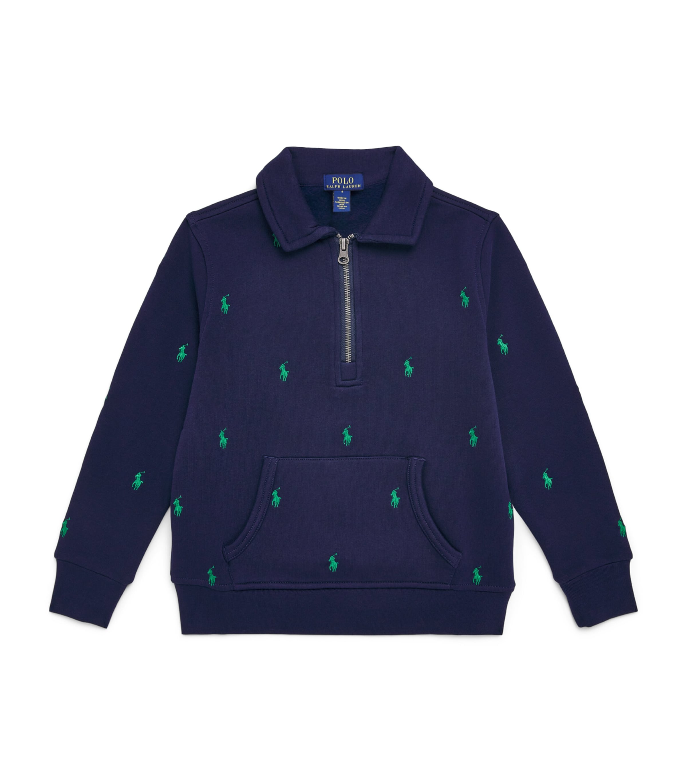 Ralph Lauren Kids Cotton Quarter-Zip Sweatshirt (2-7 Years) Navy Image 1