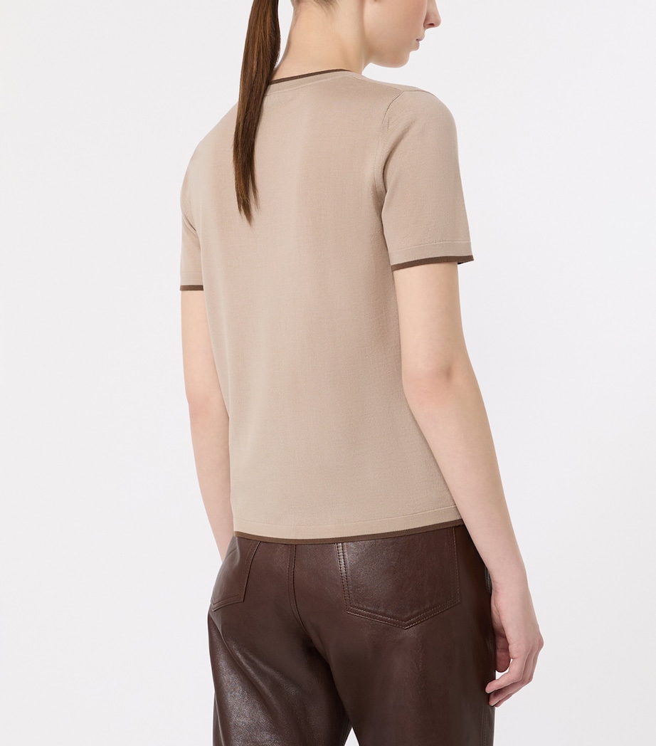 Max Mara Womens Virgin Wool Short-Sleeve Sweater Beige Image 4