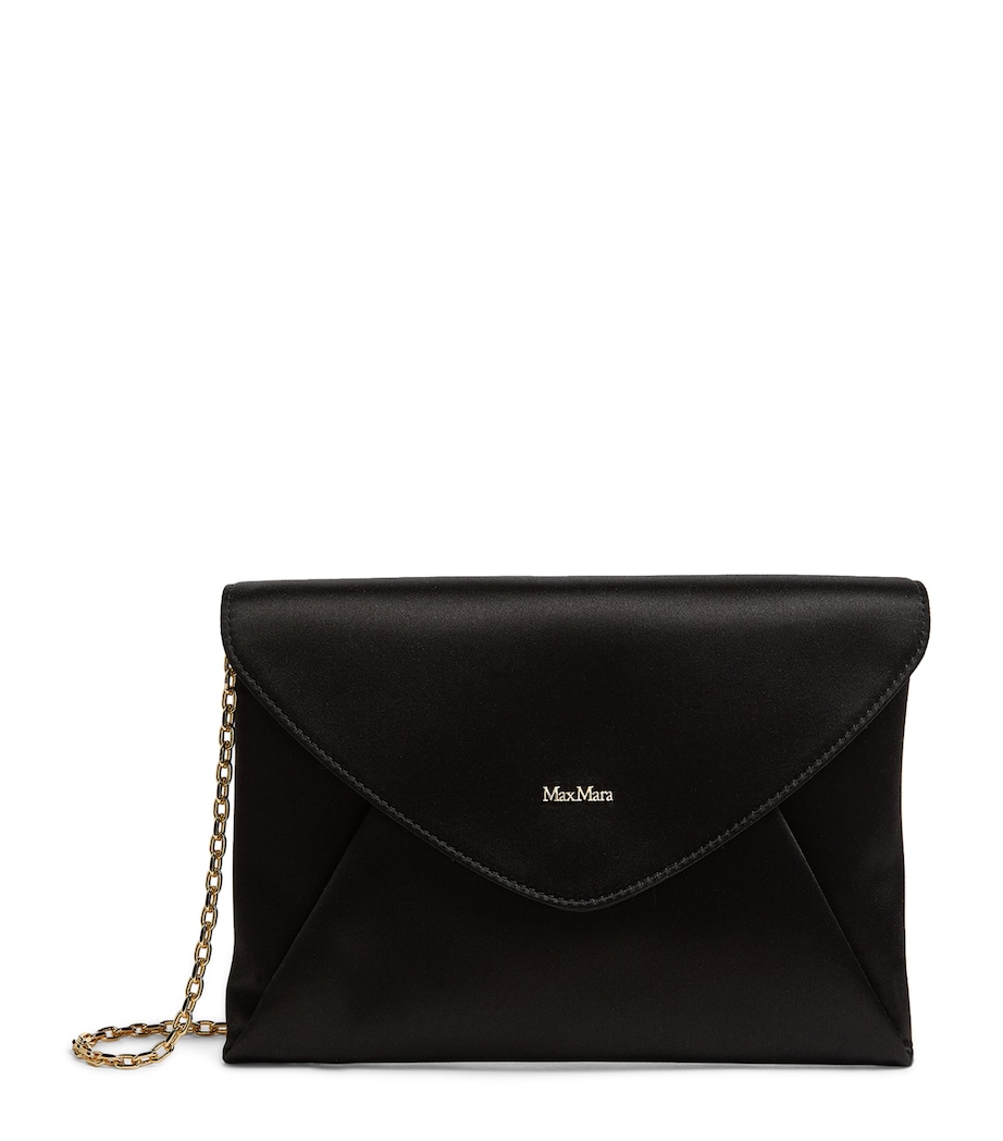 Satin Envelope Clutch Bag BLACK Image 1