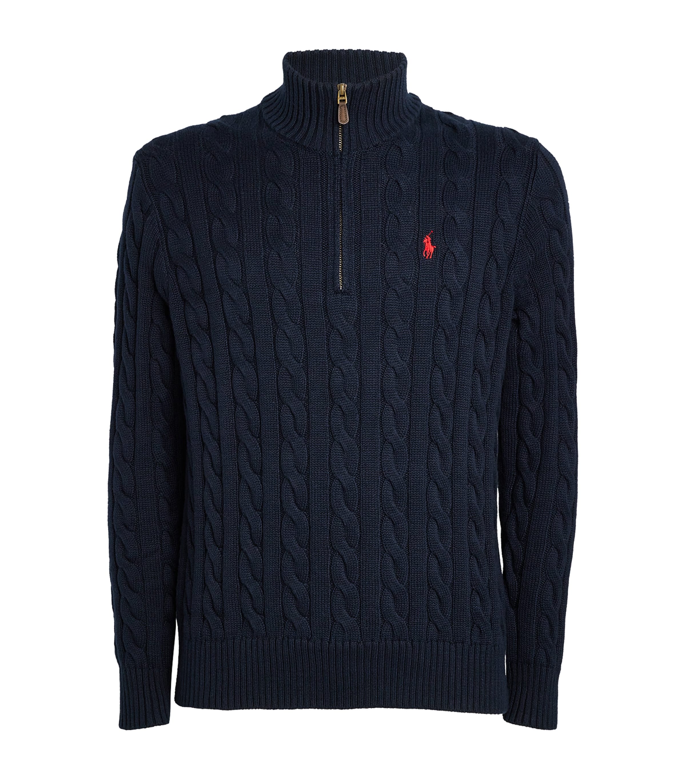 Polo Ralph Lauren Cotton Cable-knit Polo Pony Sweater In Blue