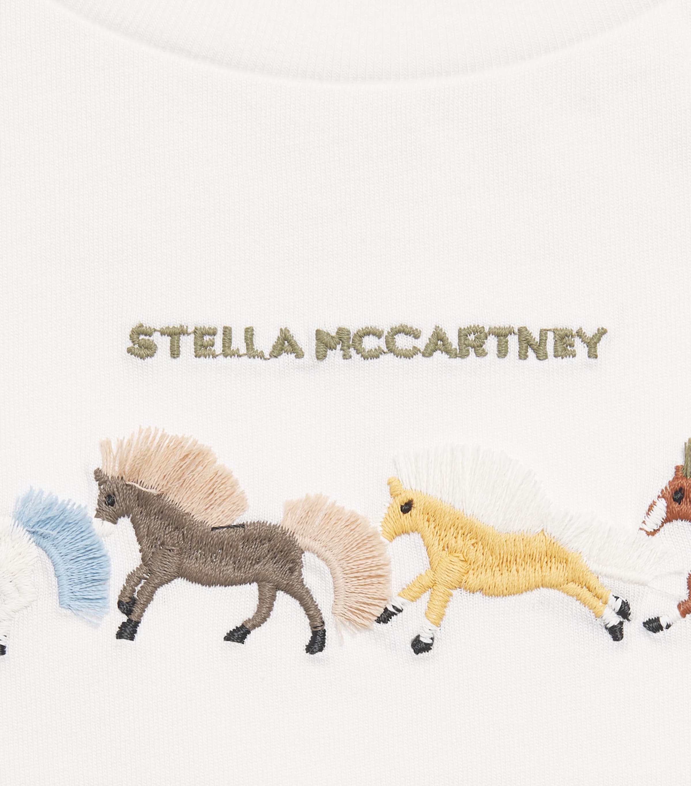 Stella McCartney Kids Cotton Embroidered Horse T-Shirt (2-14 Years) Ivory Image 3