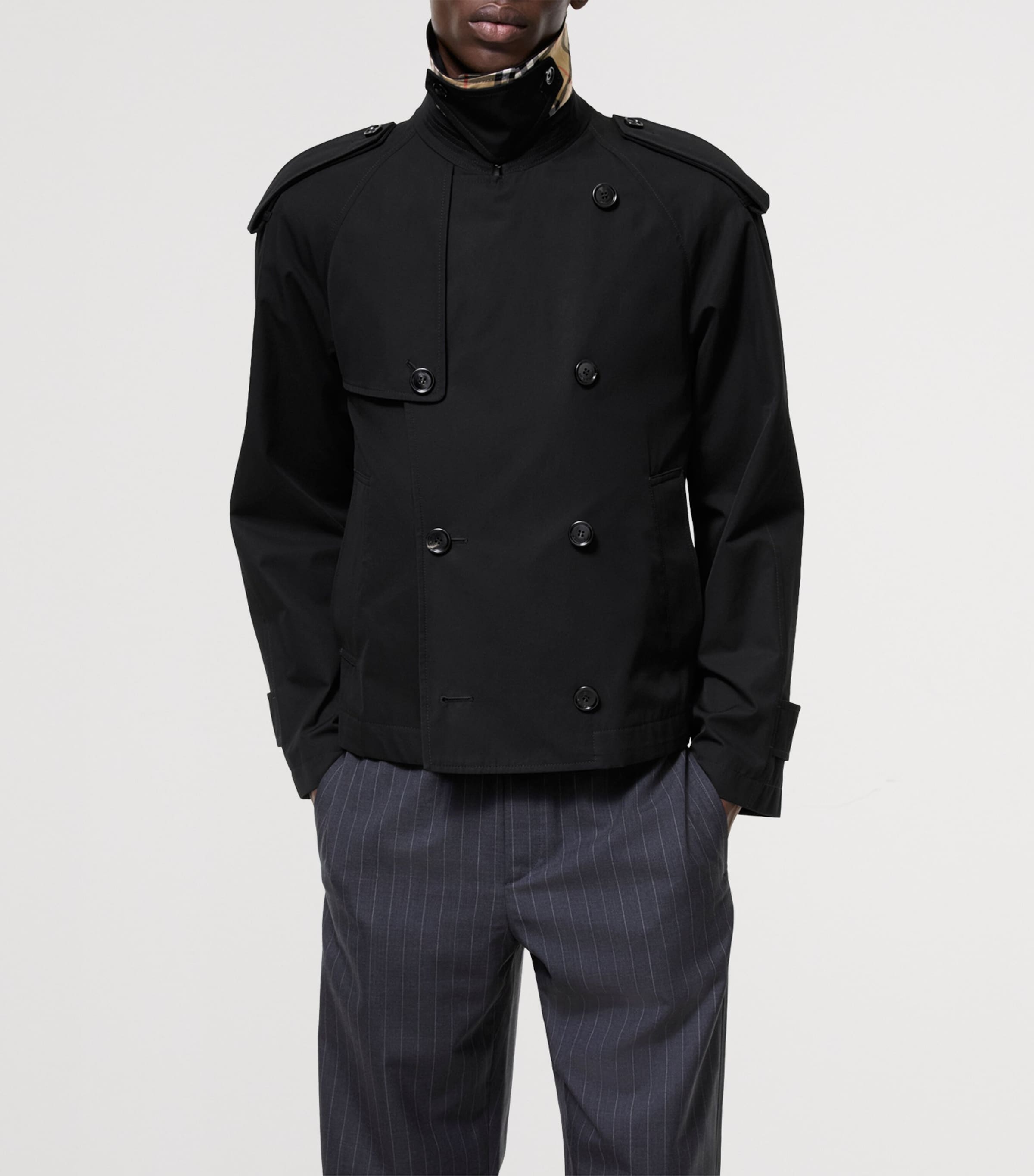 Burberry Mens Tropical Gabardine Leadenham Trench Coat Black Image 3
