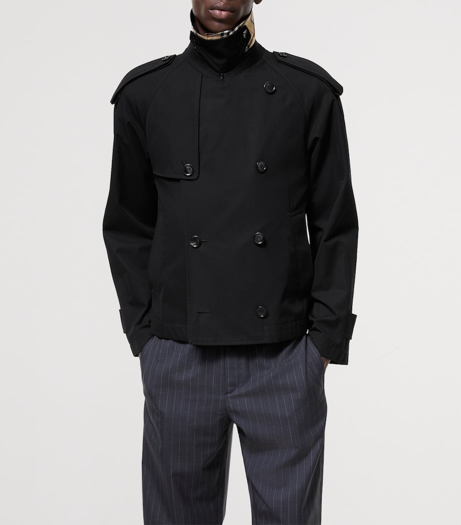 Burberry Mens Tropical Gabardine Leadenham Trench Coat Black Image 3