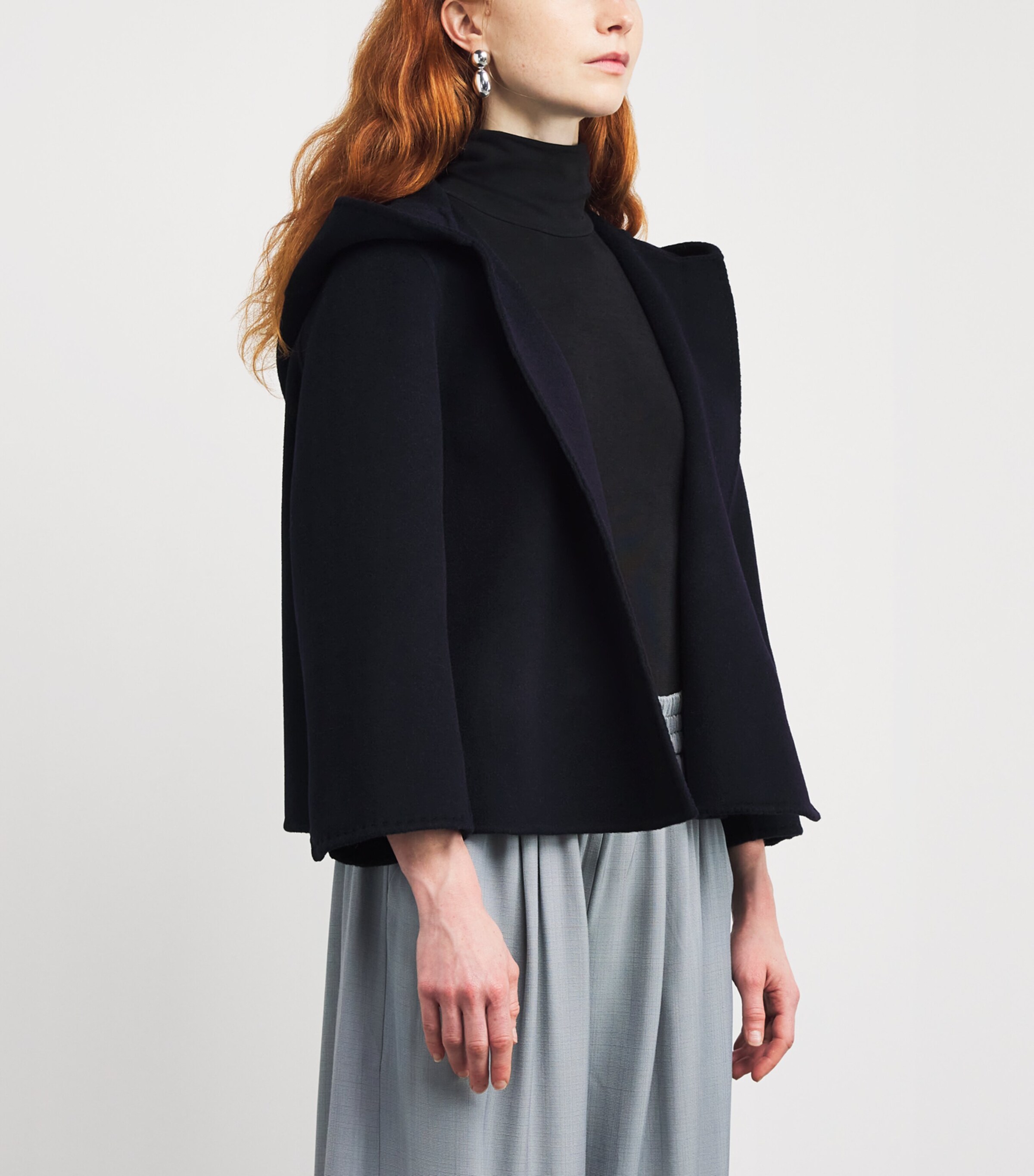 Cashmere Hooded Paletot Jacket NAVY Image 3