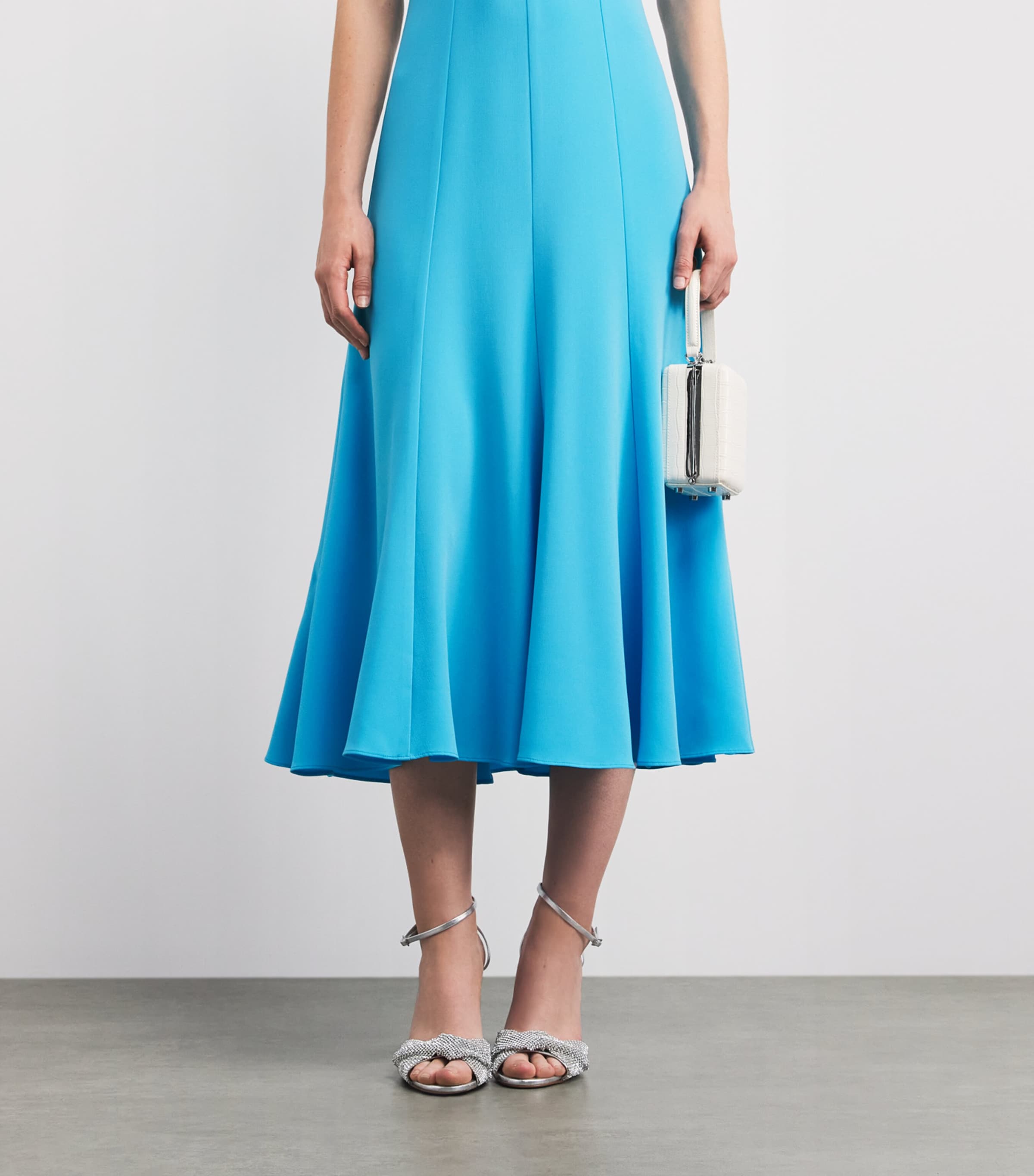 Roland Mouret Womens Pearl-Neck Midi Dress Dark Topaz Image 3