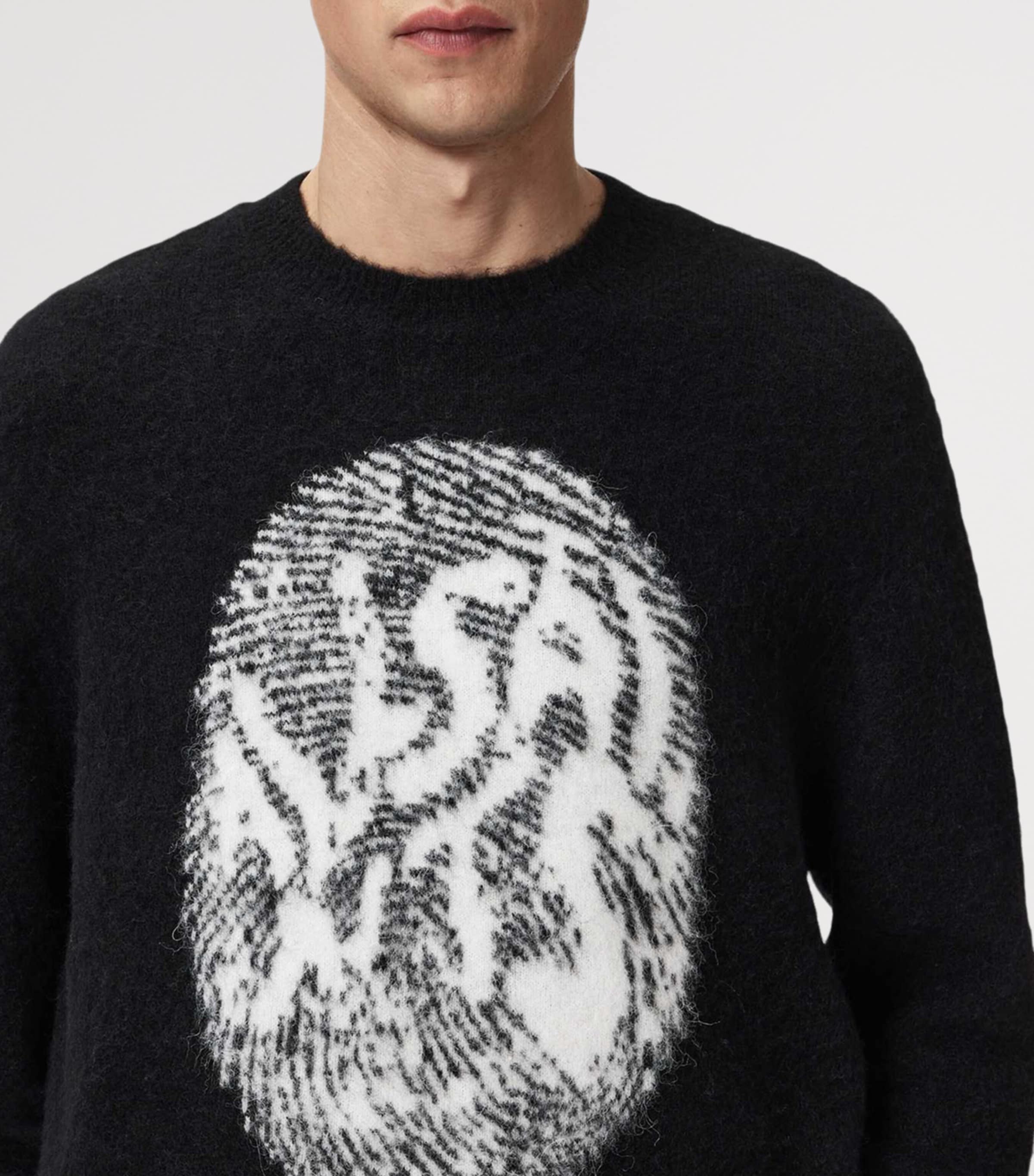 AllSaints Mens Oversized Ridges Sweater Black/ecru White Image 6