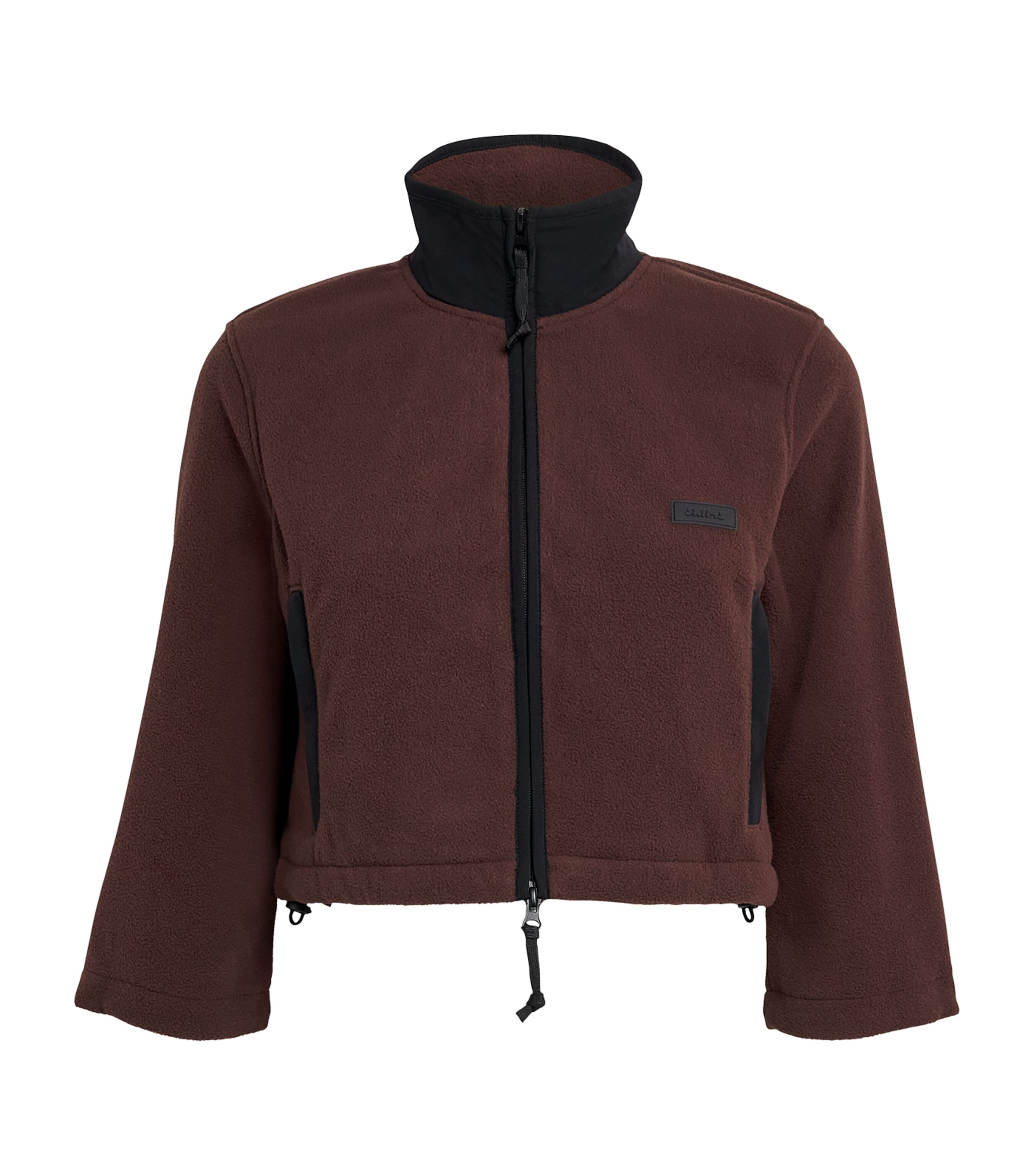 Skims Fleece Zip-up Cropped Sweatshirt In Burgundy