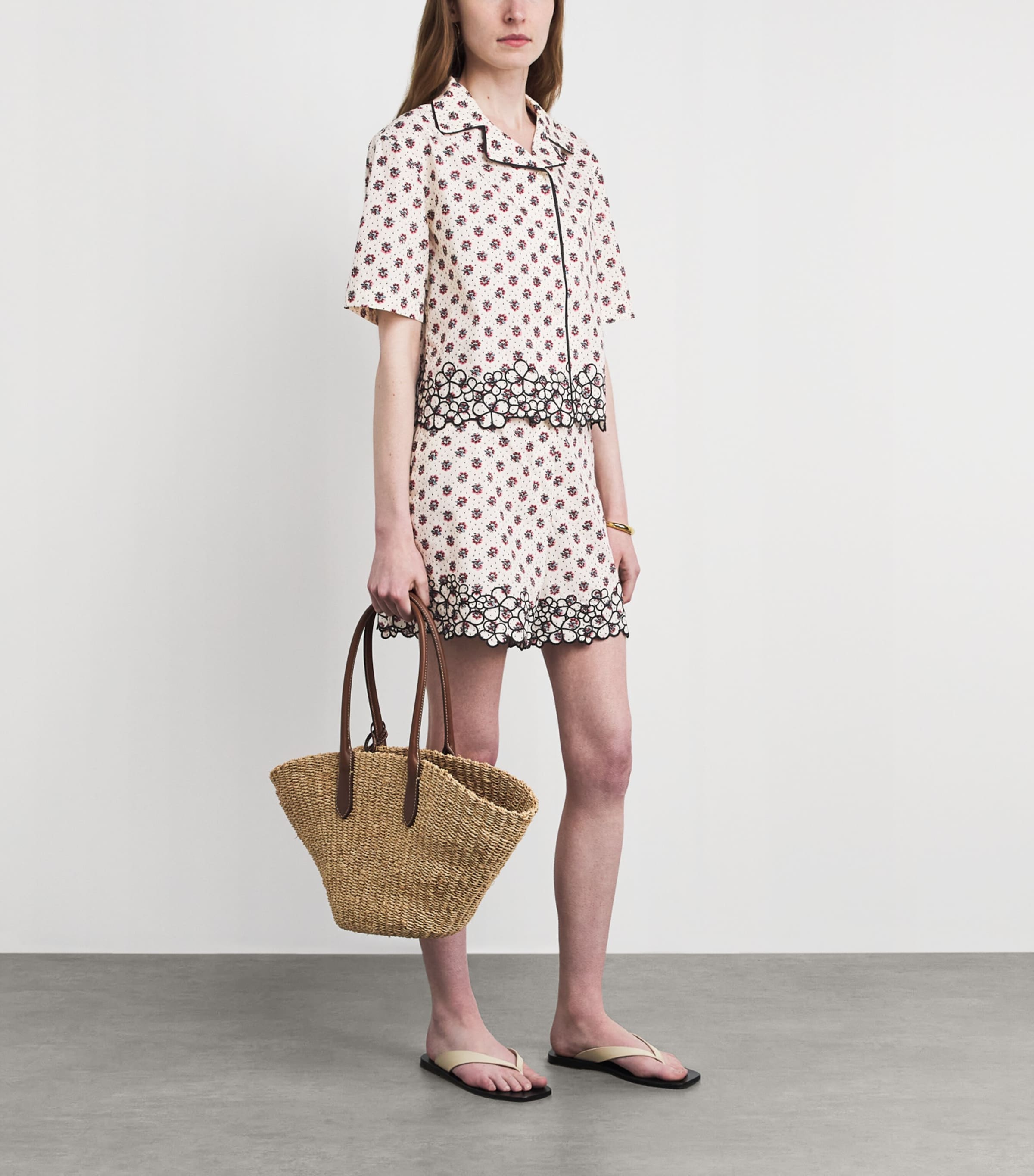 Claudie Pierlot Womens Cotton Poplin Embroidered Shirt Light Print Image 2
