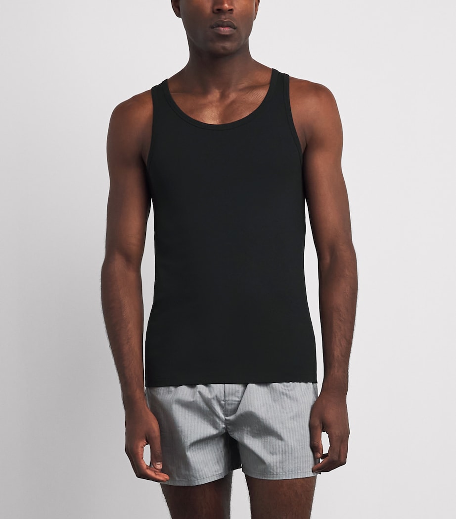 Falke Mens Egyptian Cotton Vests (Pack of 2) Black Image 2