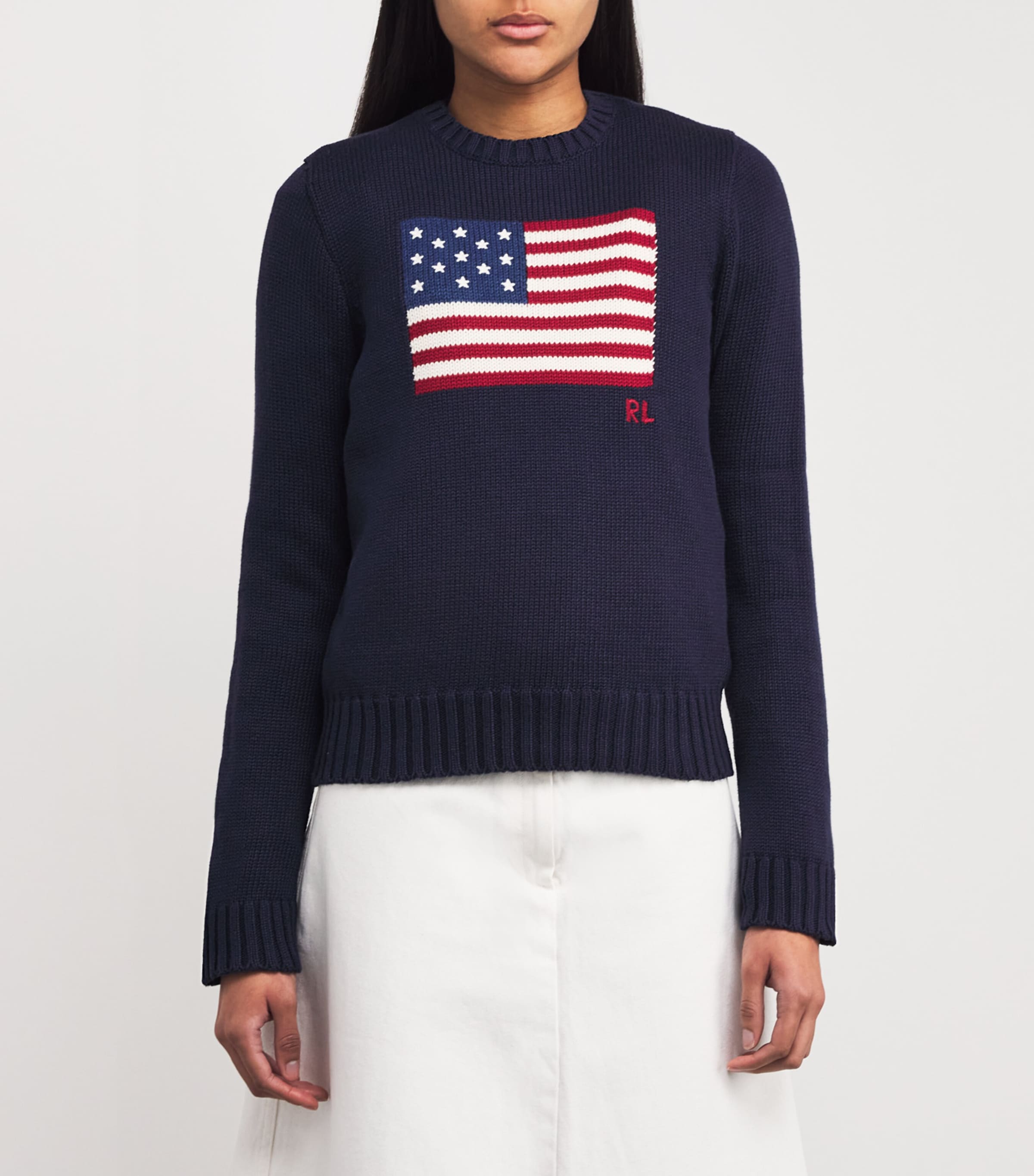Cotton American Flag Sweater NAVY Image 3