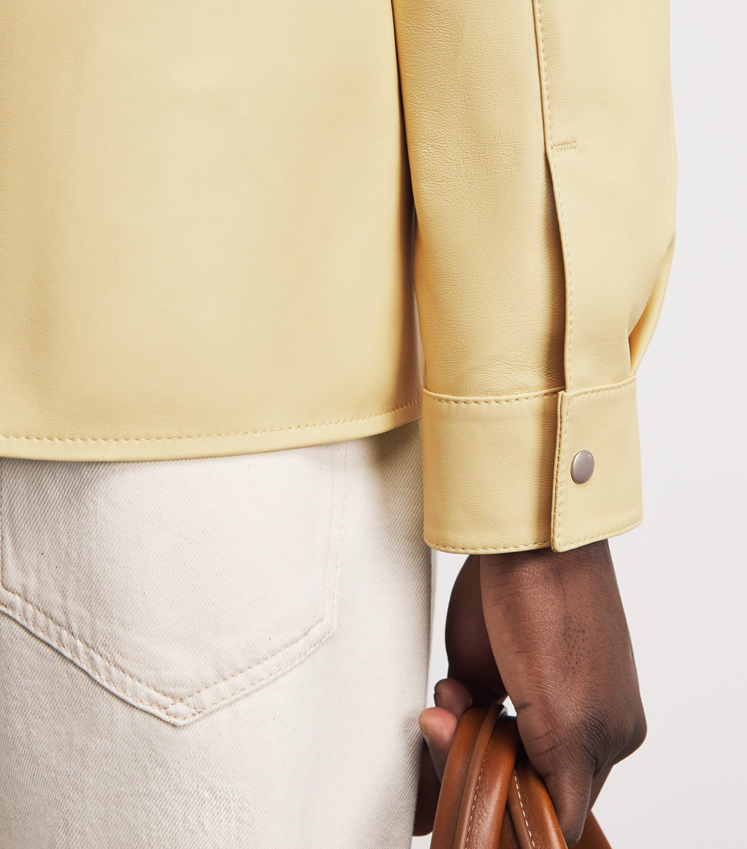 FRAME Mens Leather Zip-Up Overshirt Bdyw Image 3