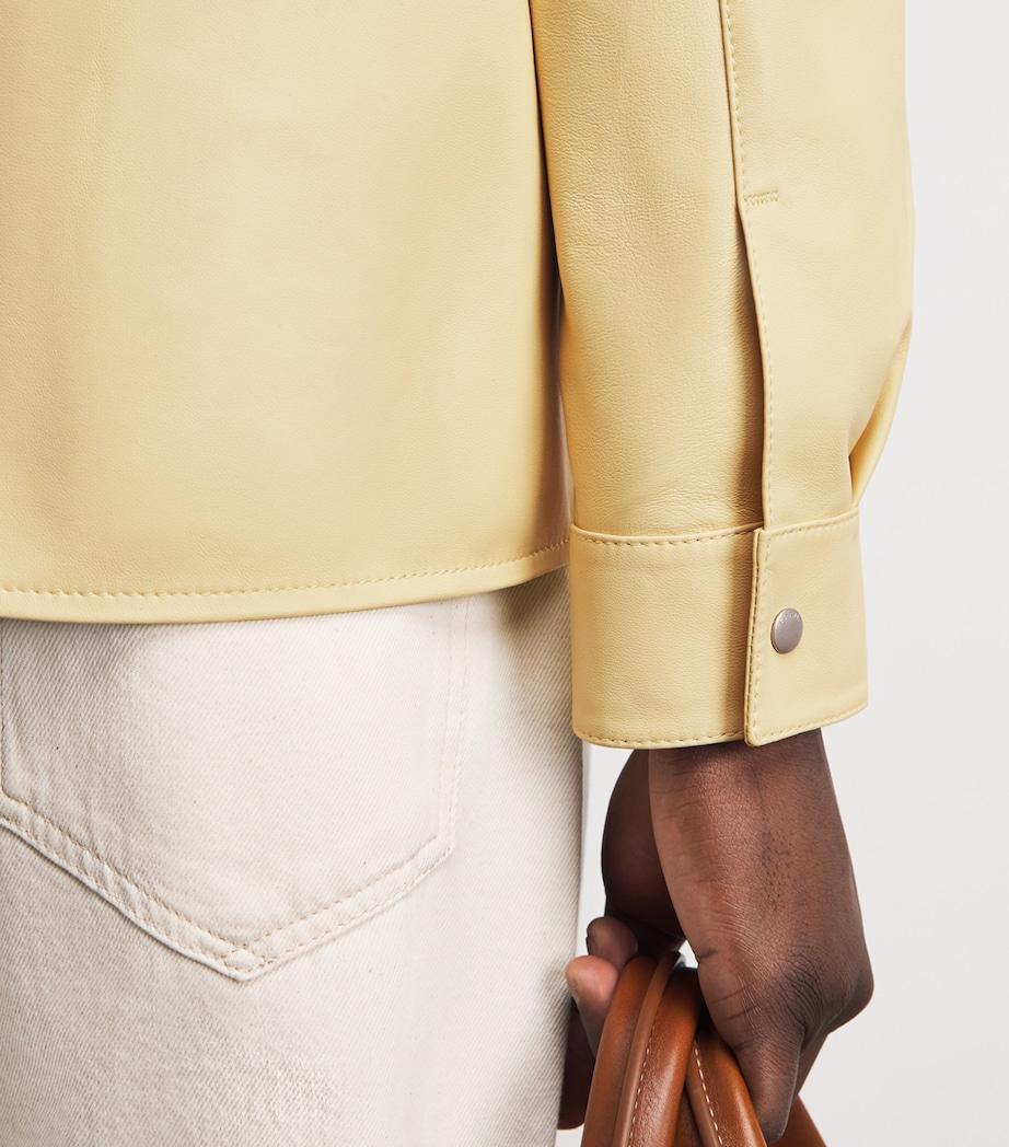 FRAME Mens Leather Zip-Up Overshirt Bdyw Image 3