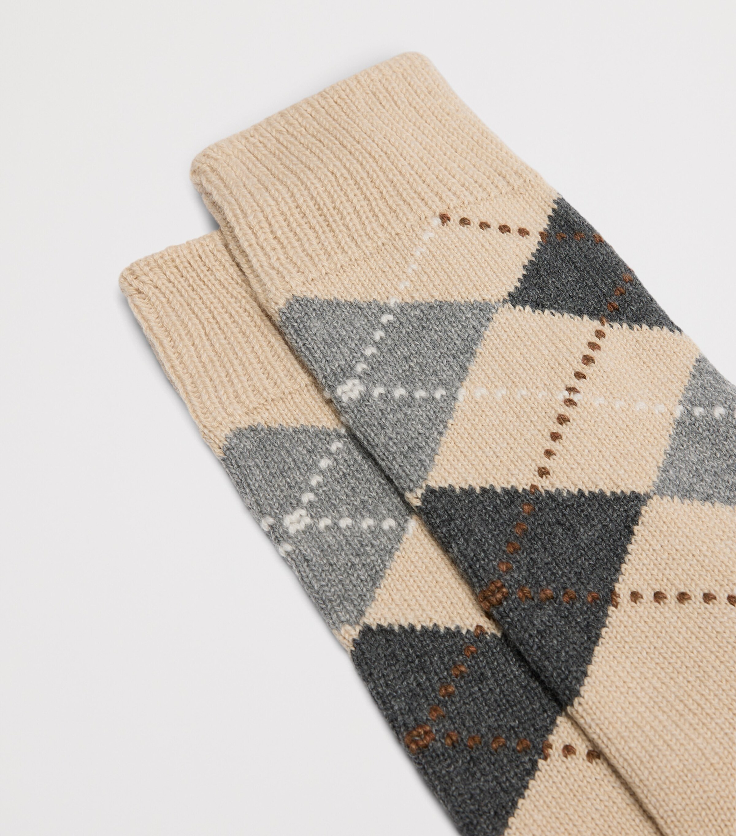 Dunhill Mens Cashmere-Cotton Argyle Socks Melange Image 2