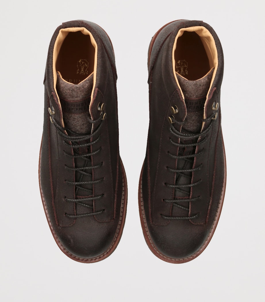 Suede Lace-Up Hiking Boots GREY Image 4