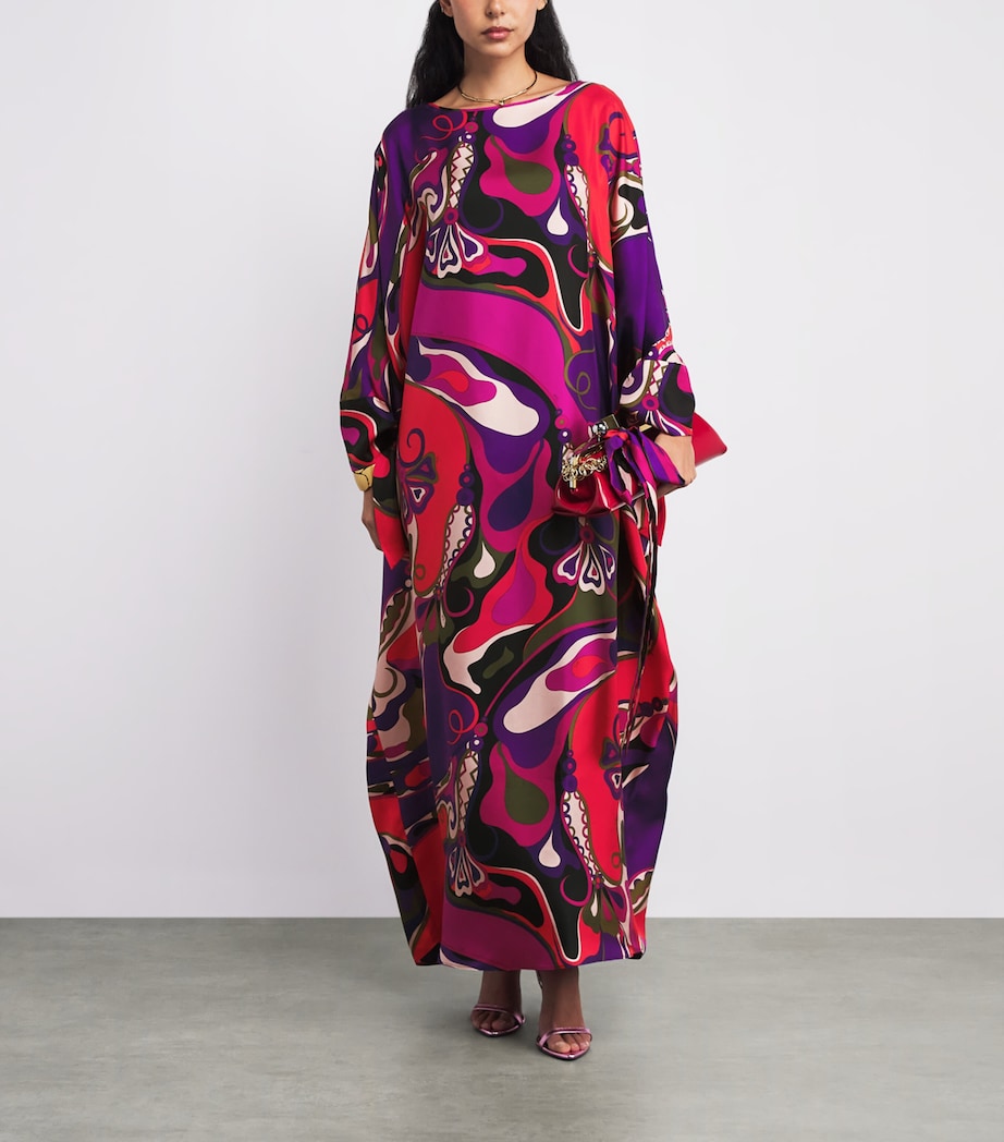 Silk Orchidee Print Maxi Kaftan Dress 017/MULTICOLOR Image 2