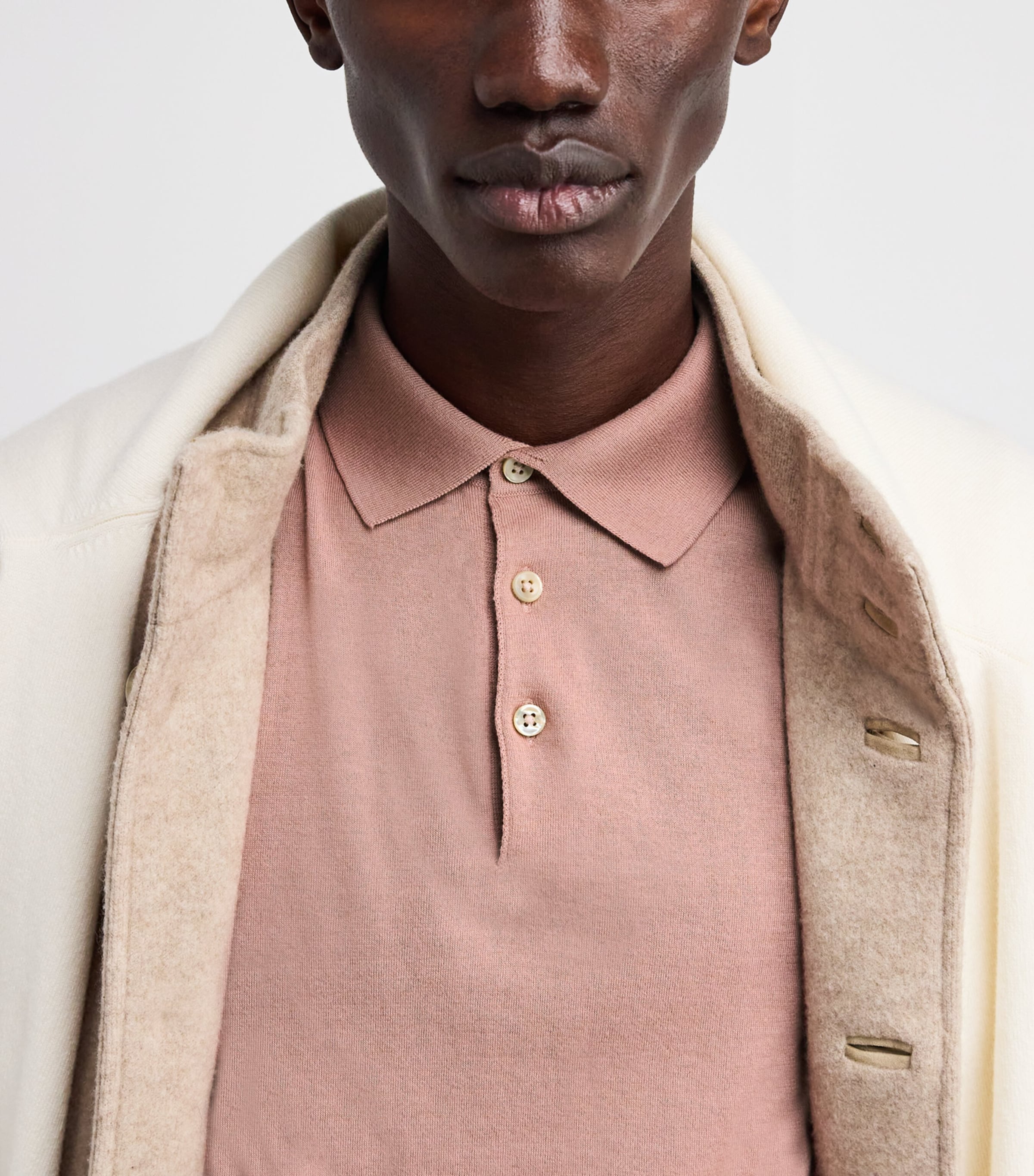 Cotton-Cashmere Polo Shirt E.9-ROSA Image 6