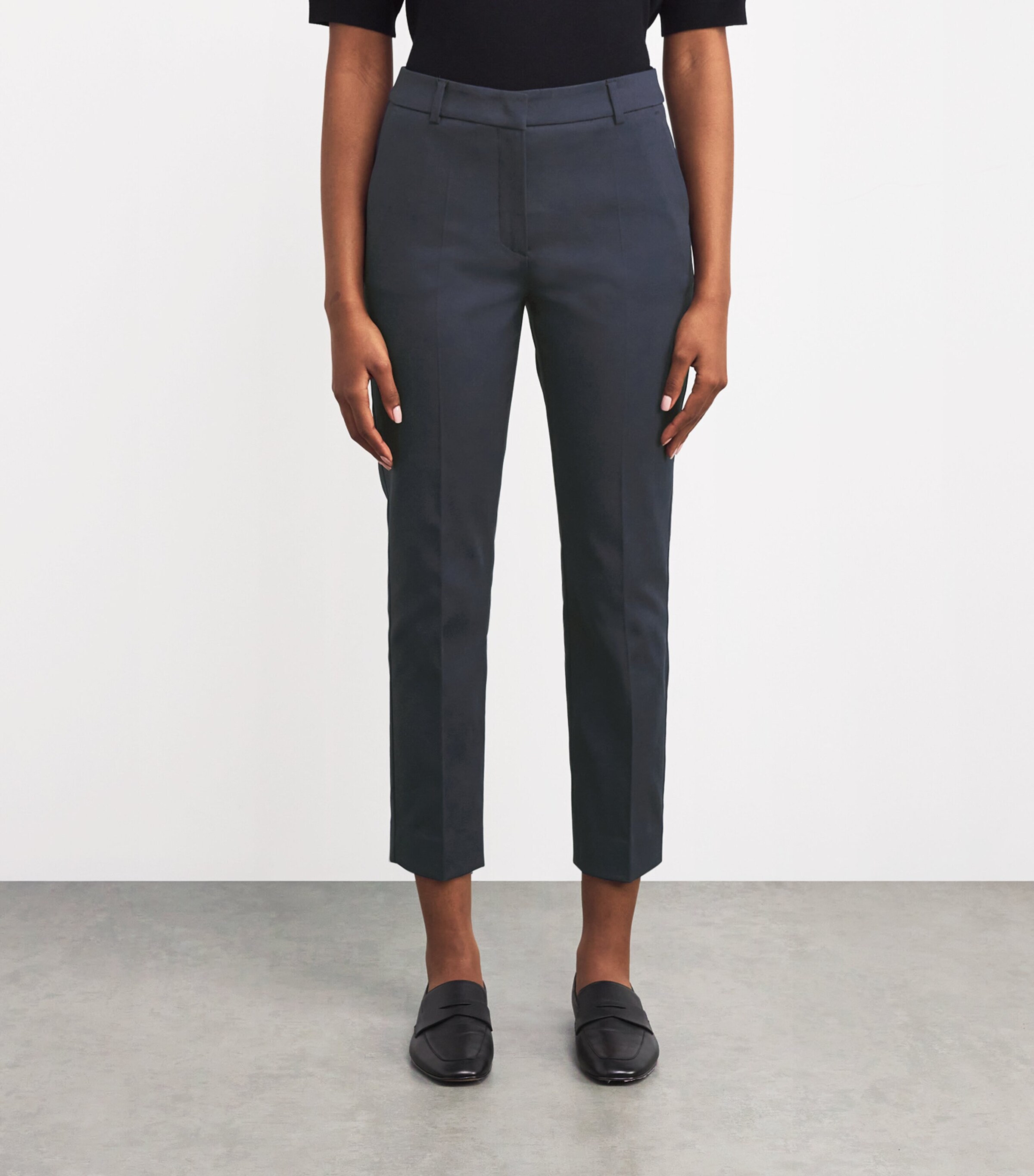 Weekend Max Mara Womens Stretch-Cotton Cigarette Trousers Navy Image 3