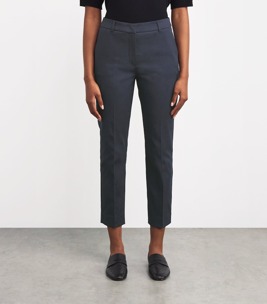 Weekend Max Mara Womens Stretch-Cotton Cigarette Trousers Navy Image 3