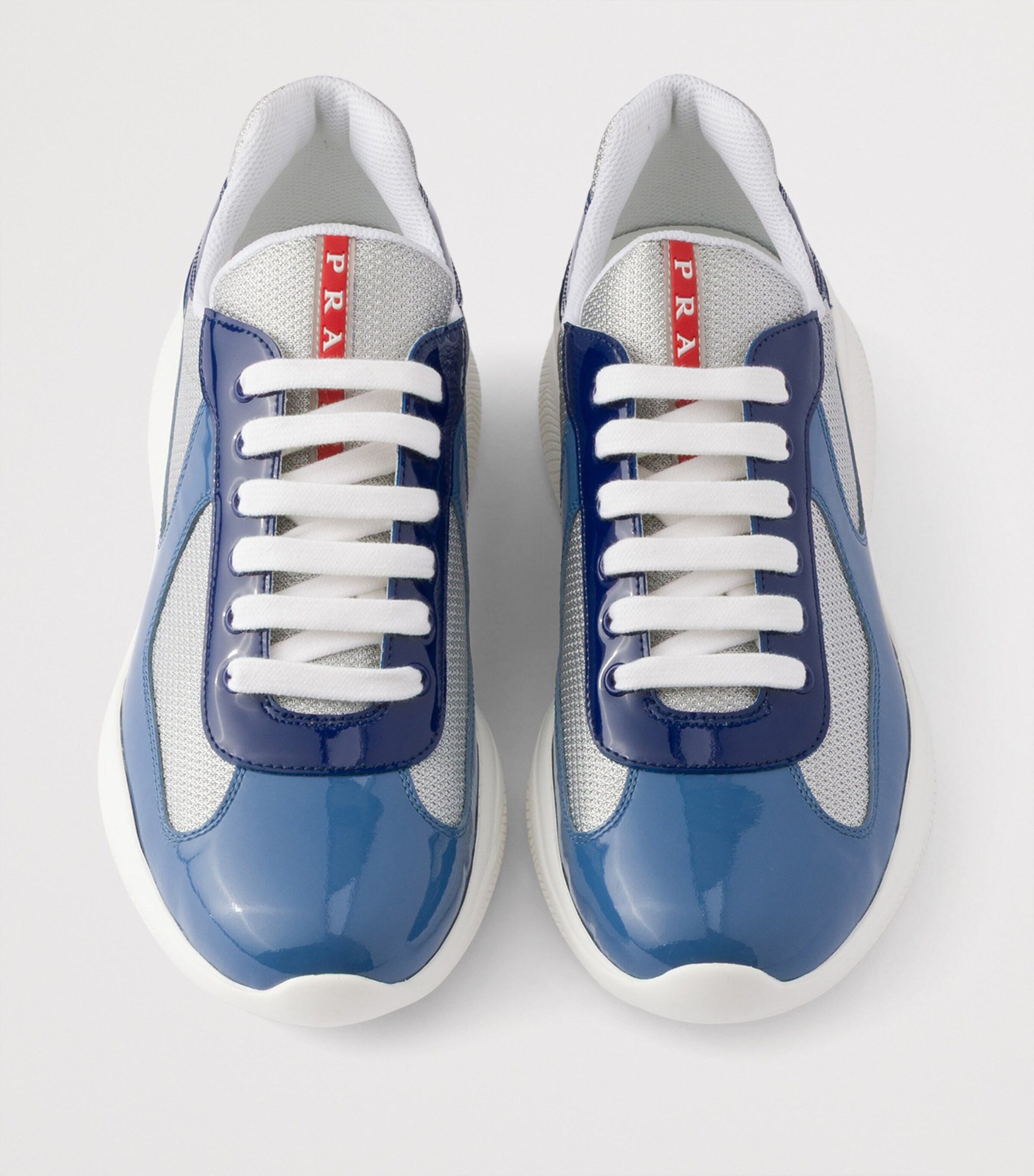 Prada Patent Leather-Mesh America's Cup Sneakers Blue Image 3