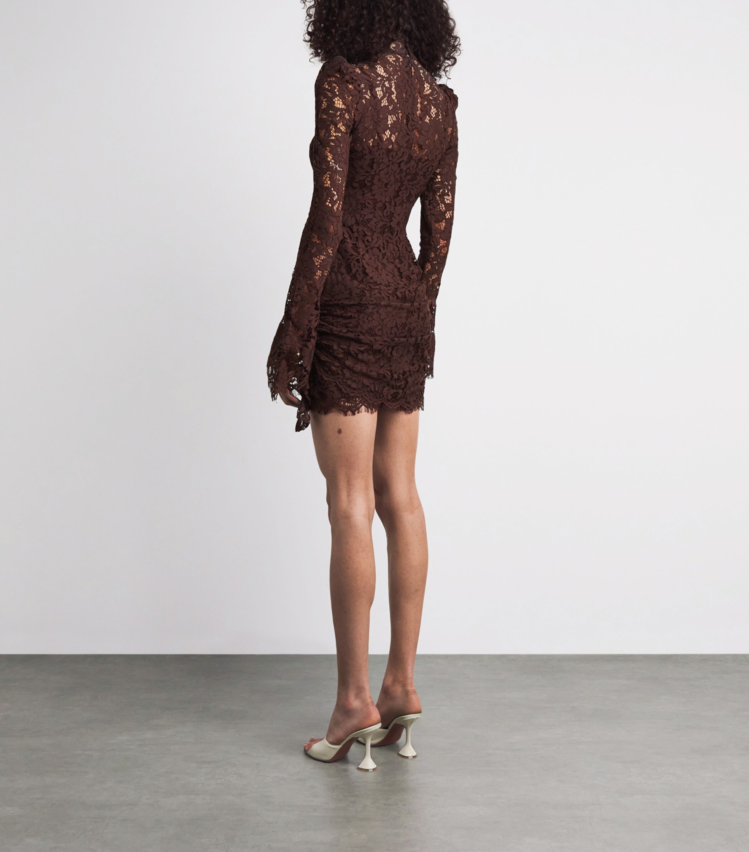 De La Vali Womens Lace Bodita Mini Dress Brown Image 4