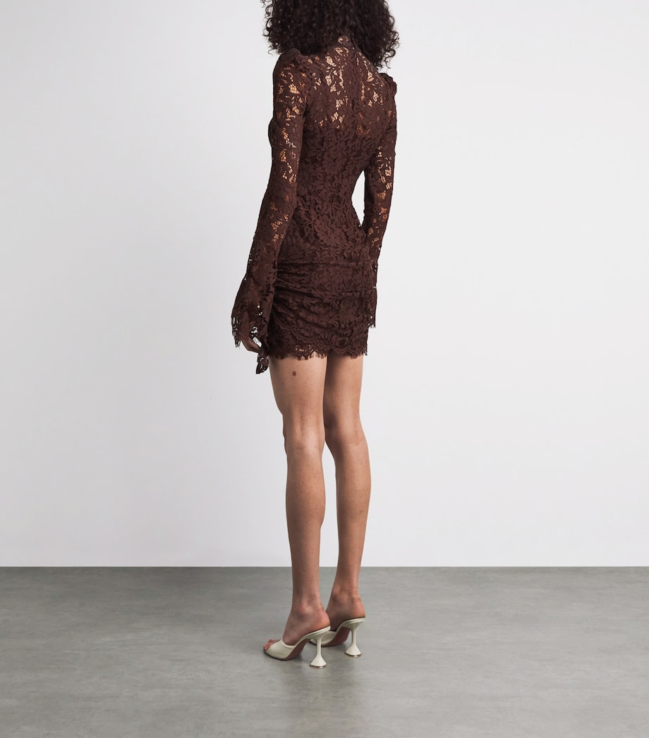 De La Vali Womens Lace Bodita Mini Dress Brown Image 4