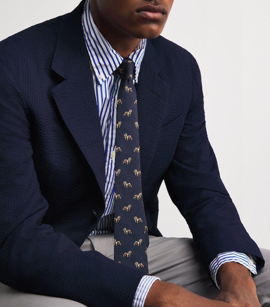 Silk Jacquard Tie NAVY Image 3