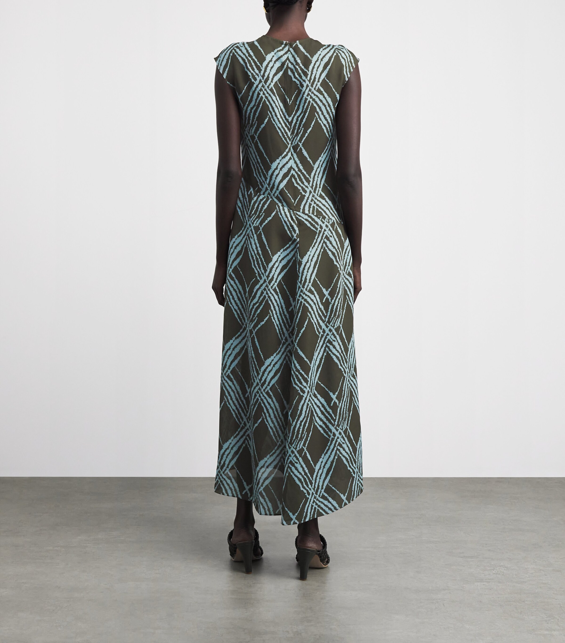 Joseph Womens Geometric Laurin Maxi Dress Palm Leaf/chambray Image 4