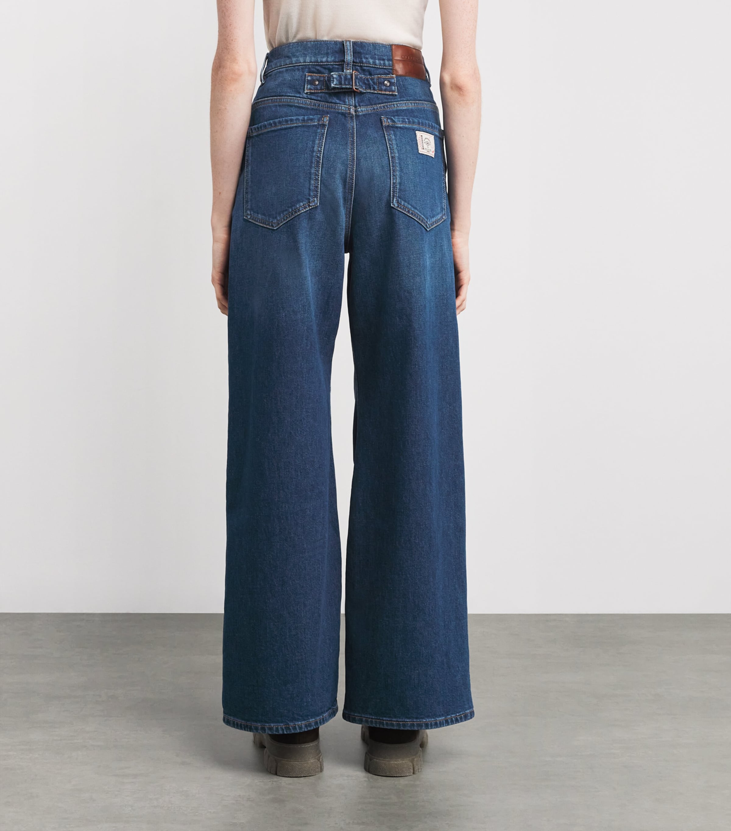 Pleated Wide-Leg Jeans NAVY Image 4