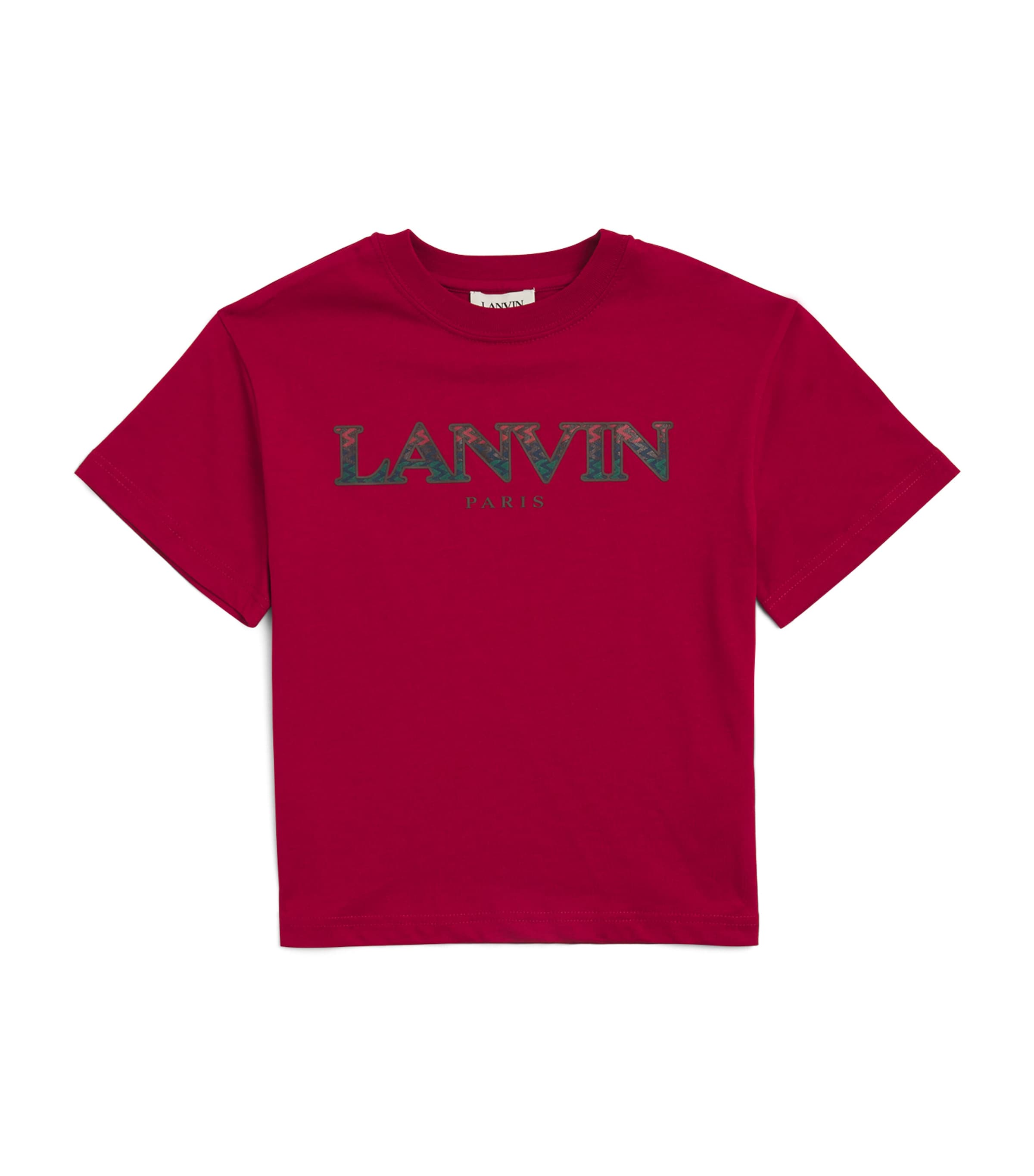 Shop Lanvin Enfant Cotton Logo T-shirt In Red