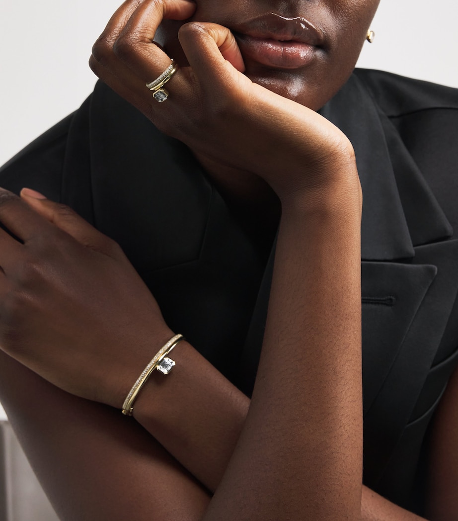 Yellow Gold and Diamond Floating Bezel Ring (Size 7) YELLOW GOLD Image 2