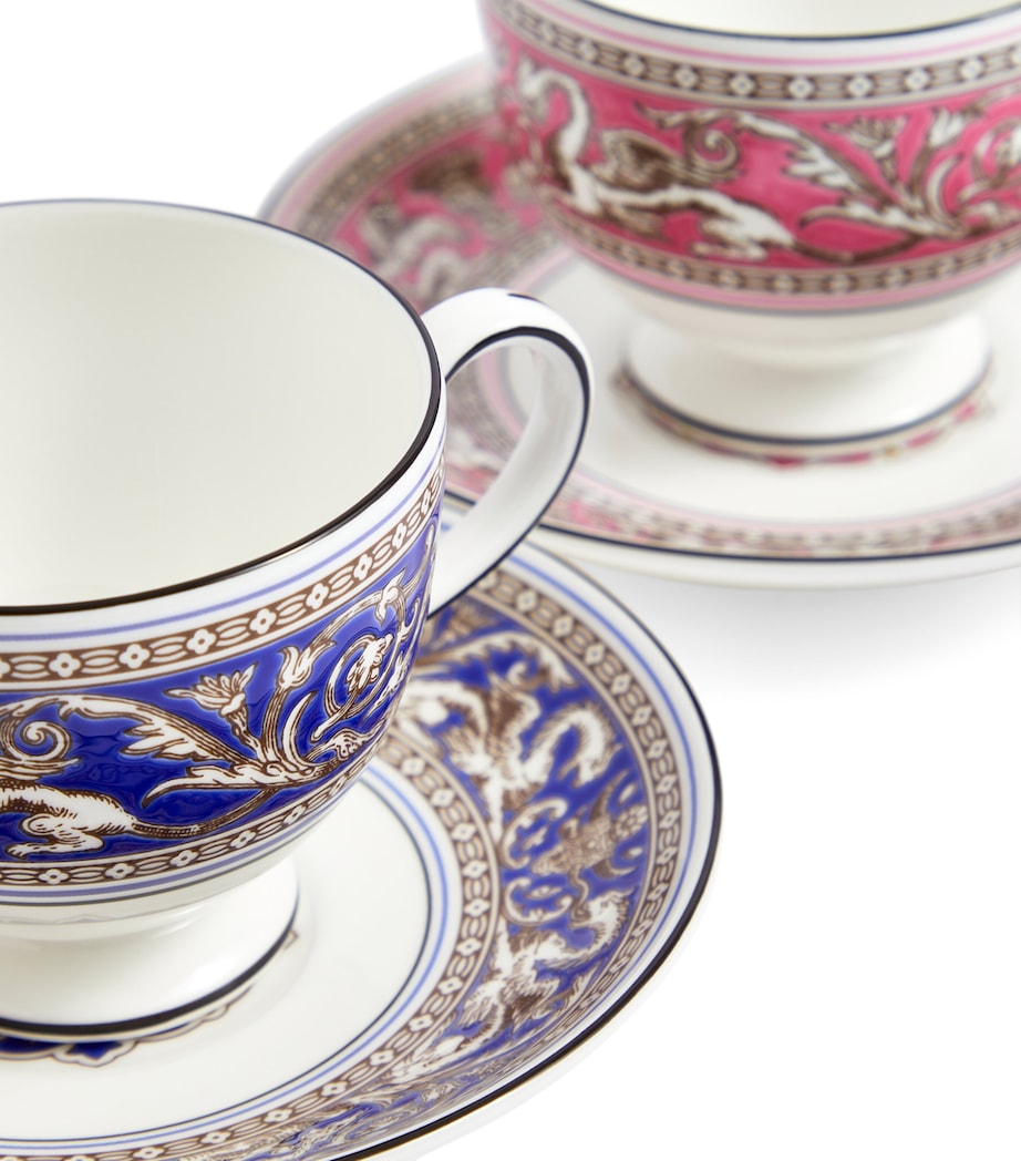 Set of 2 Florentine Teacups & Saucers MULTI Image 3