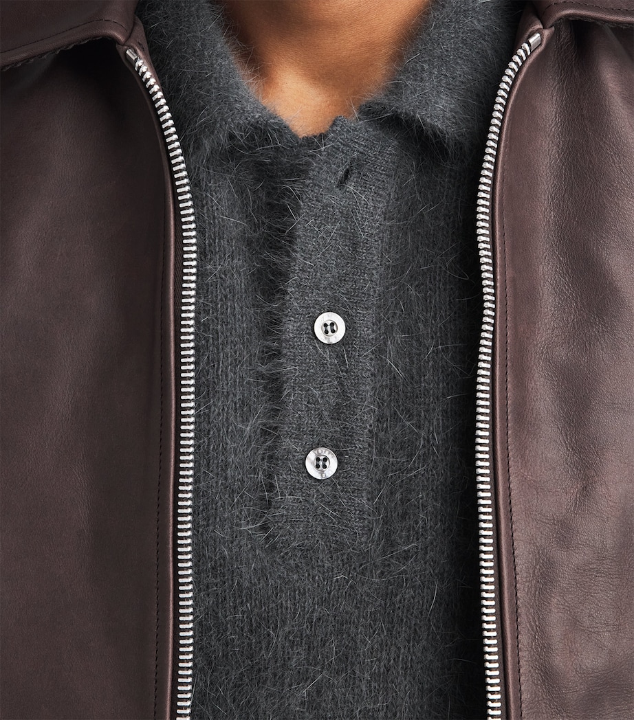 System Mens Wool Long-Sleeve Polo Shirt Black Grey Image 3