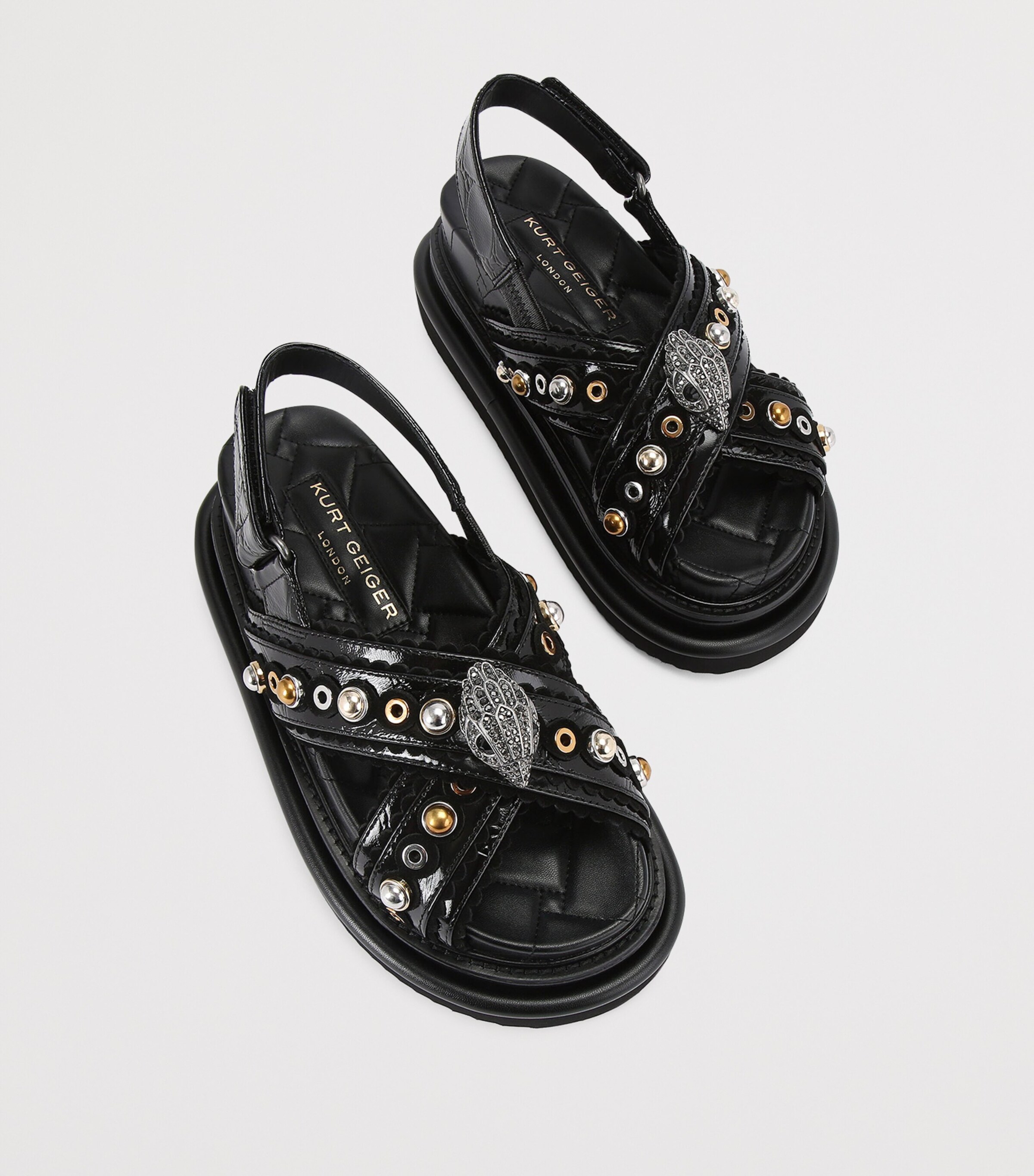 Kurt Geiger London Leather Orson Cross-Strap Sandals Black Image 4