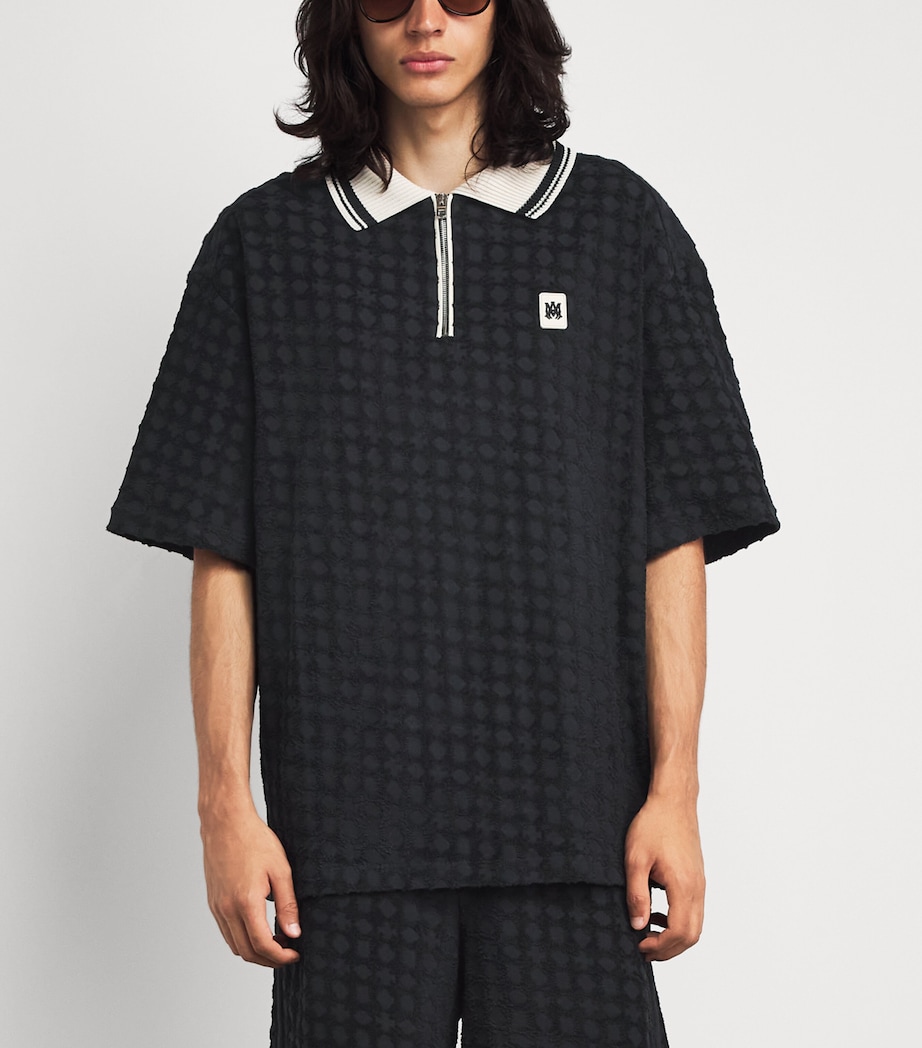 AMIRI Mens MA Quad Zip-Up Polo Shirt Black Image 4