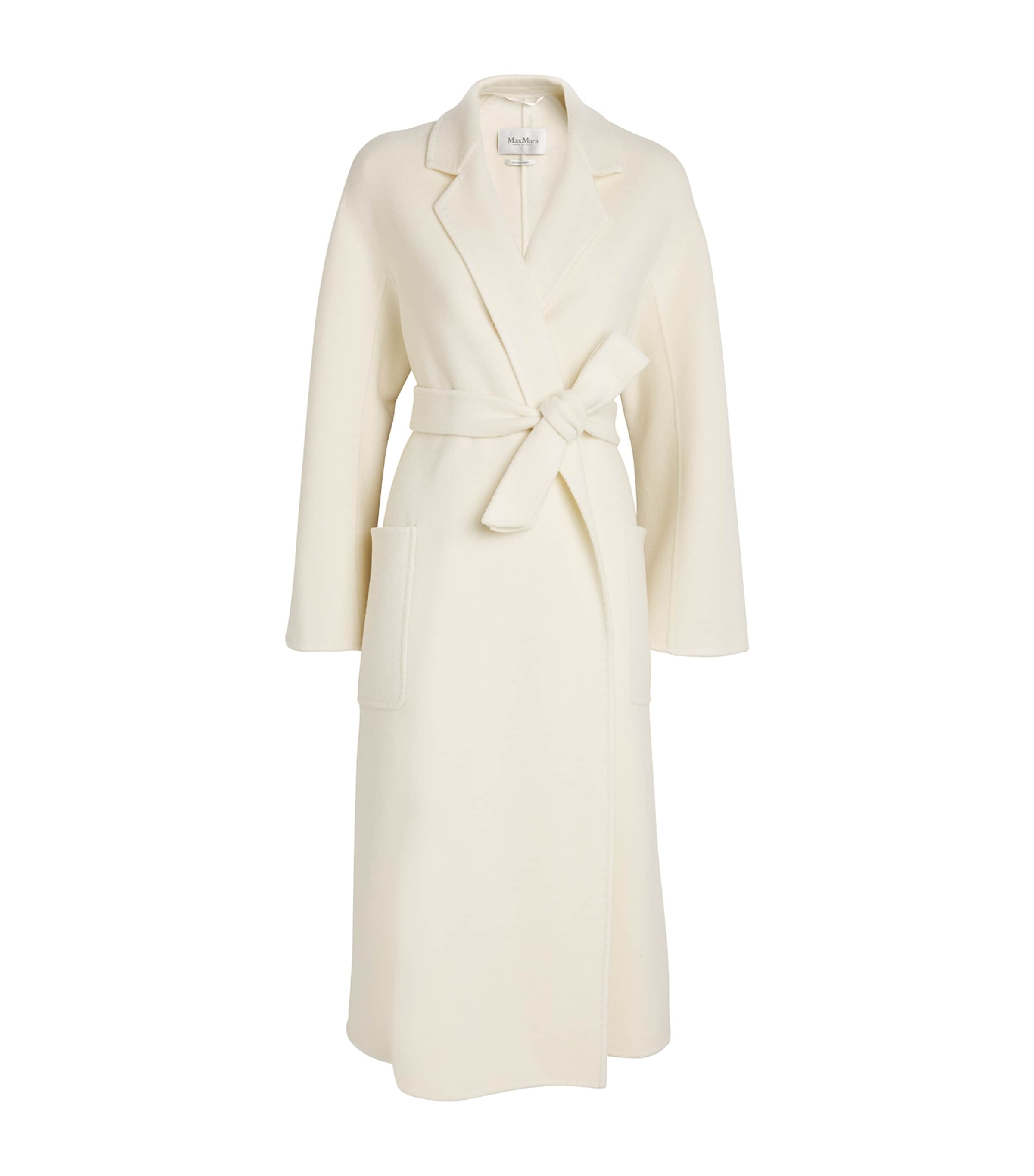 Max Mara Cashmere Belted Coat In White