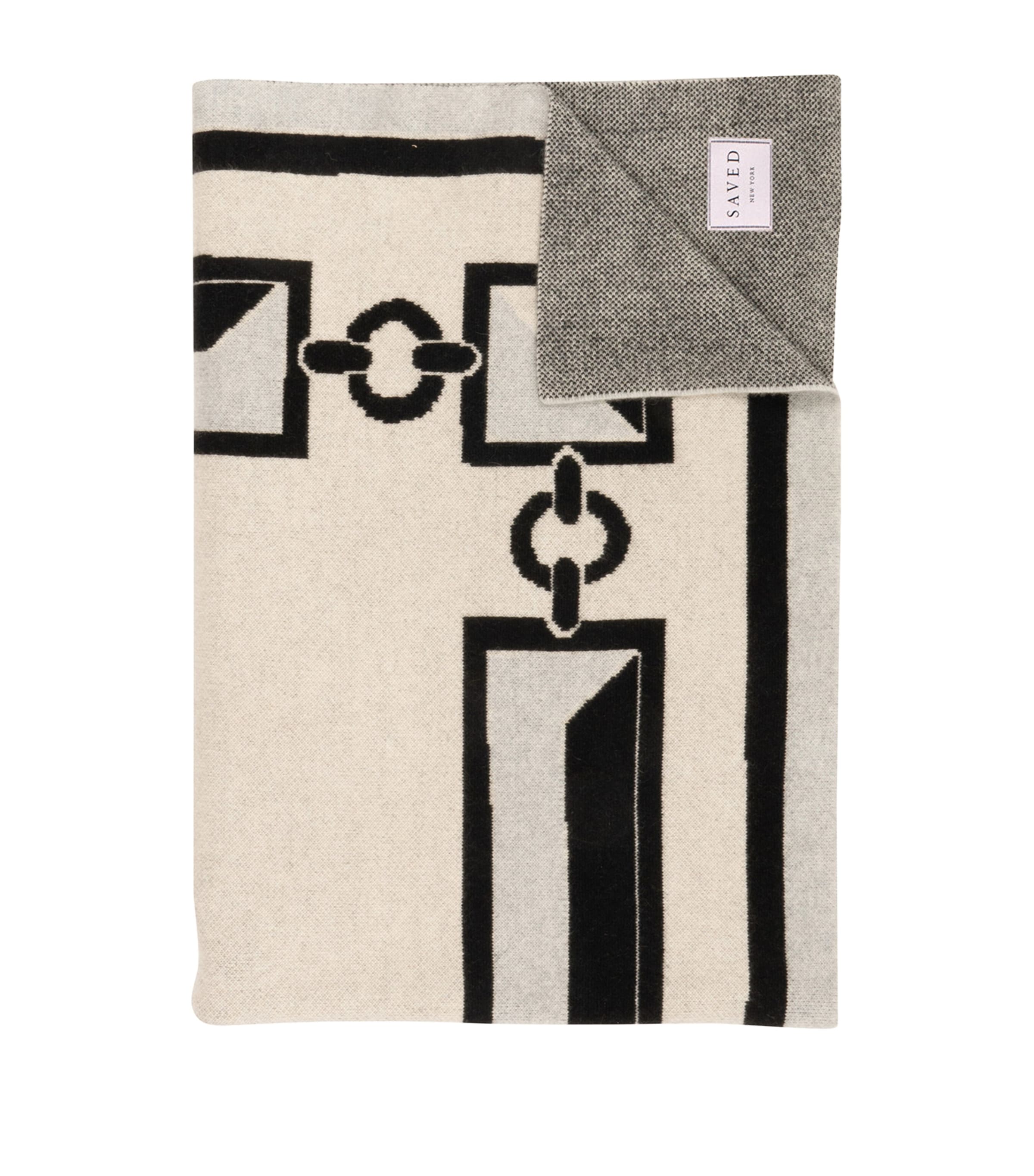 SAVED NY Cashmere Sunburst Throw (130cm x 180cm) Black Image 2