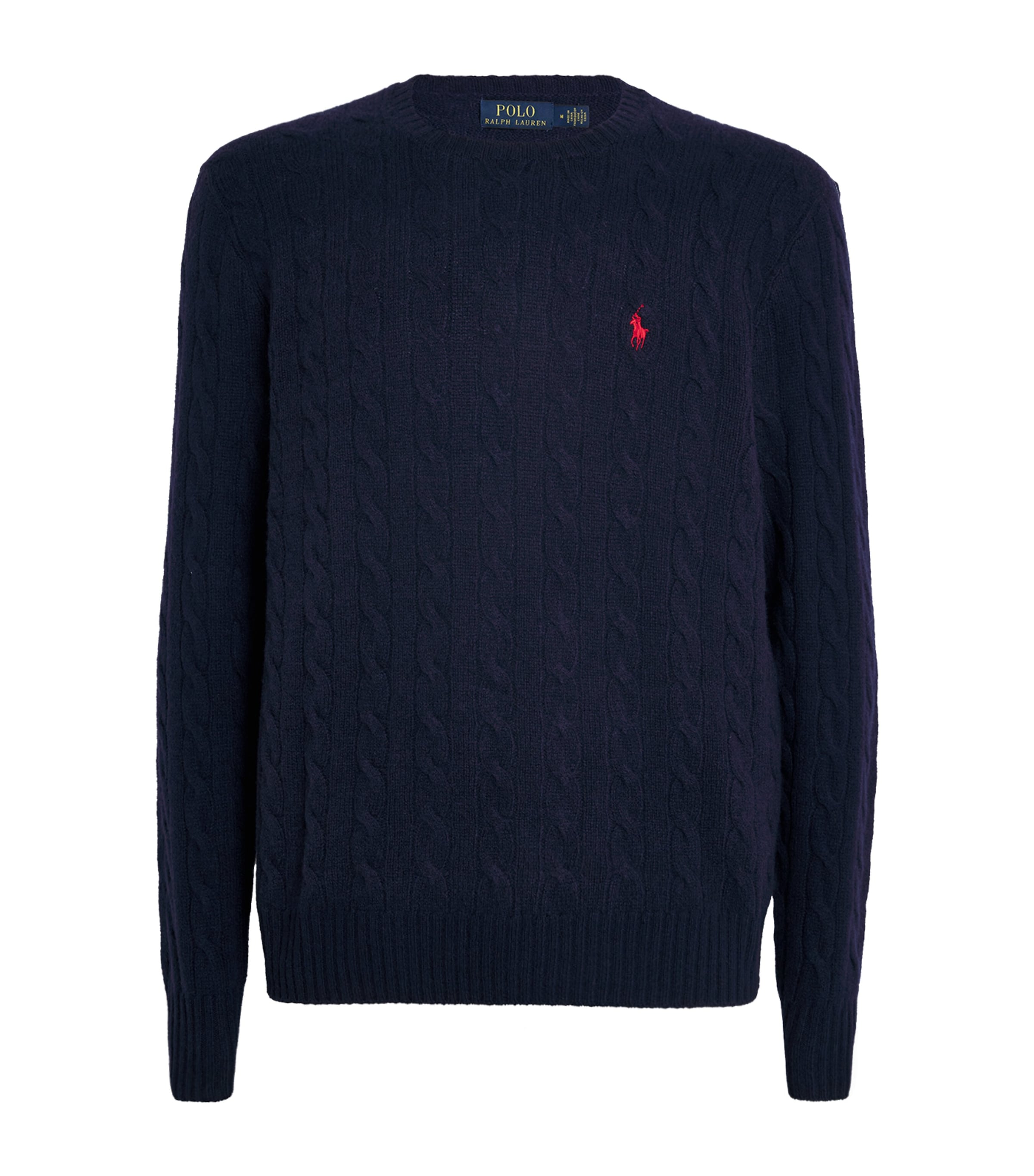 Wool-Cashmere Cable-Knit Polo Pony Sweater BLUE Image 1