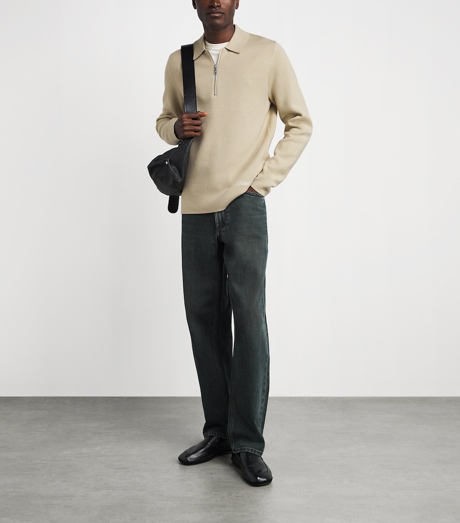 Samsøe Samsøe Mens Zip-Up Samatt Polo Sweater Tidal Foam Image 2