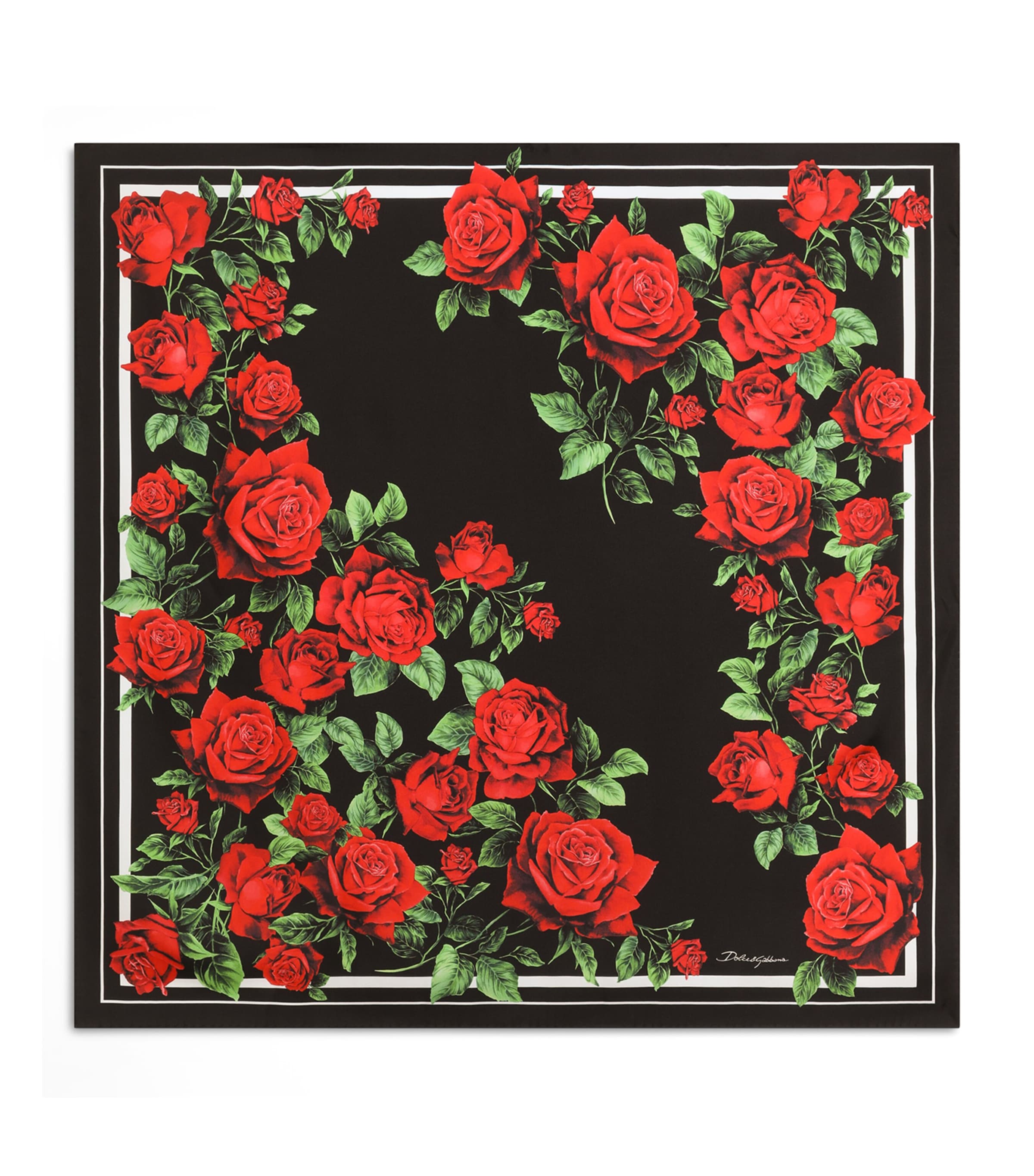 Dolce&Gabbana Silk Twill Floral Scarf Rose Rosse B Image 1