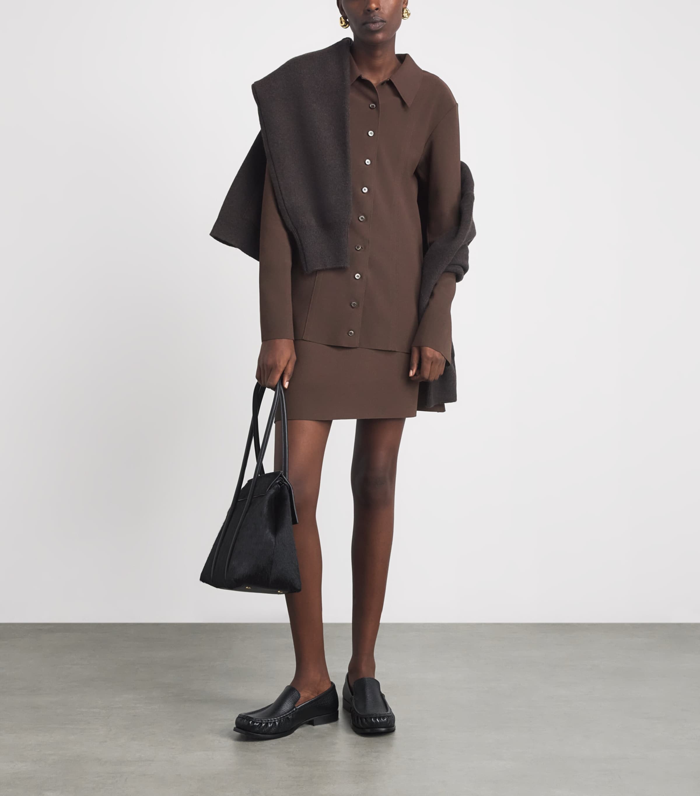 Birrot Womens Lay 3 A-Line Mini Skirt Cocoa Brown Image 2