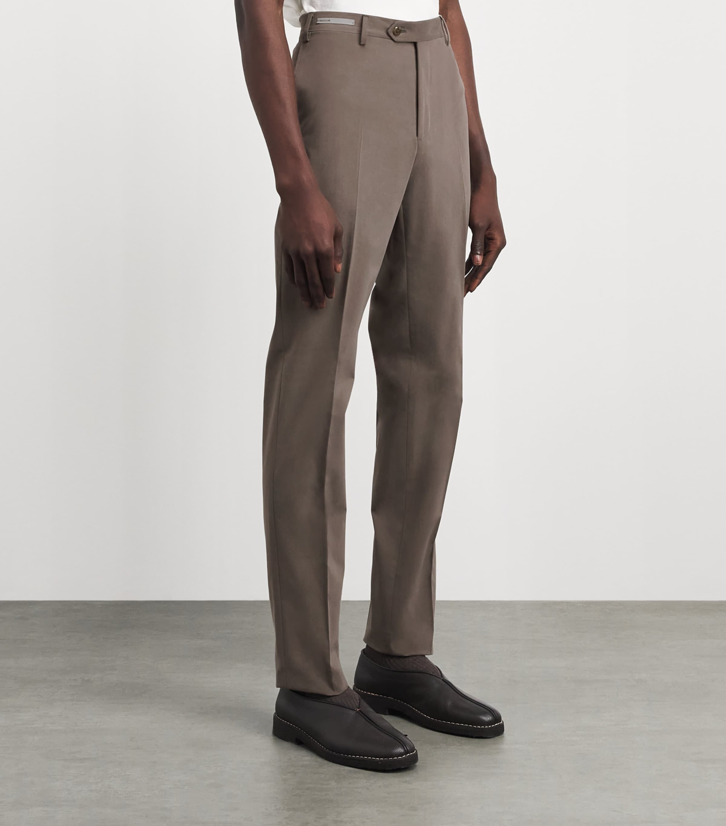 Corneliani Mens Stretch-Cotton-Cashmere Trousers Natural / Beige Image 4