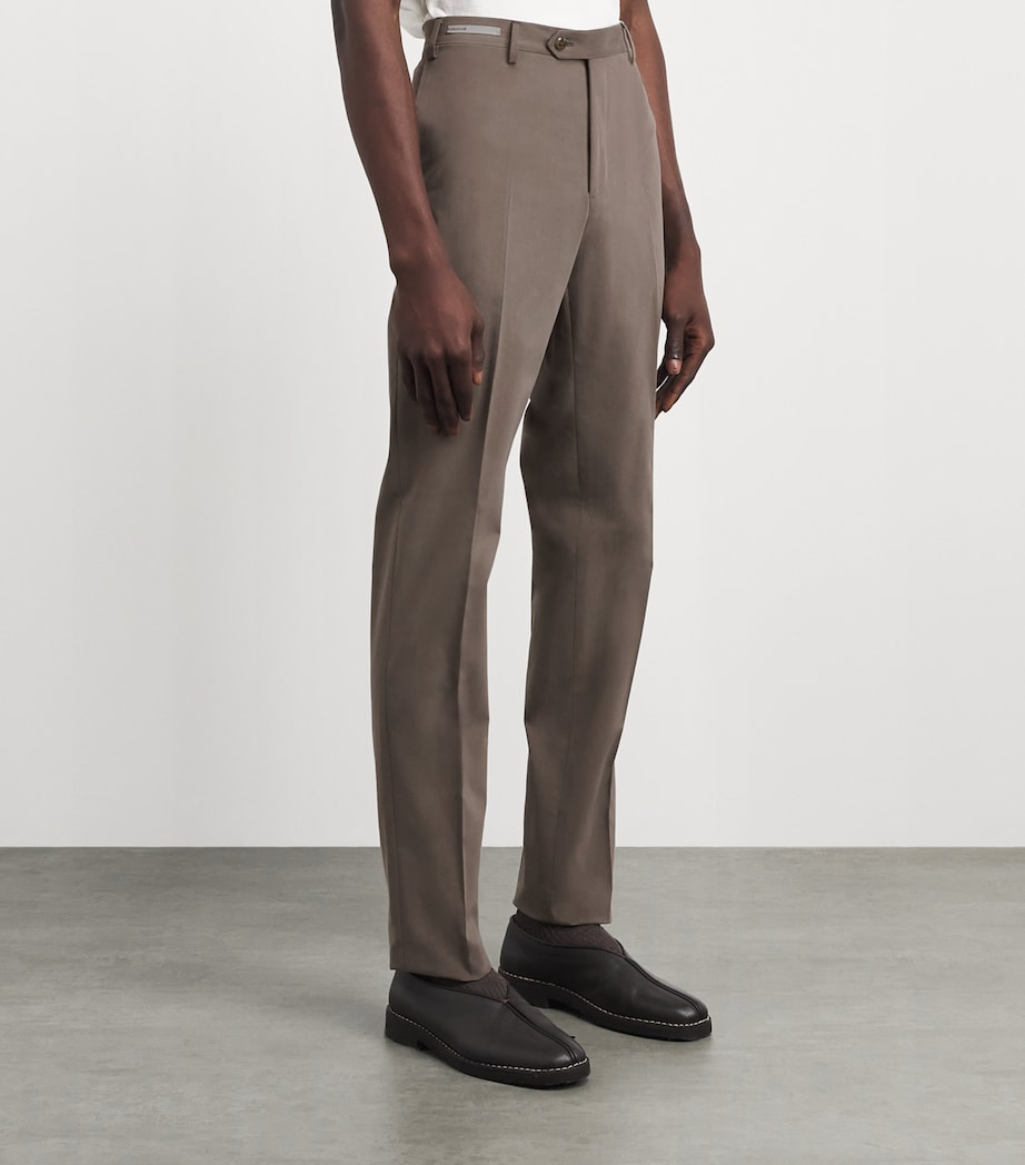Corneliani Mens Stretch-Cotton-Cashmere Trousers Natural / Beige Image 4