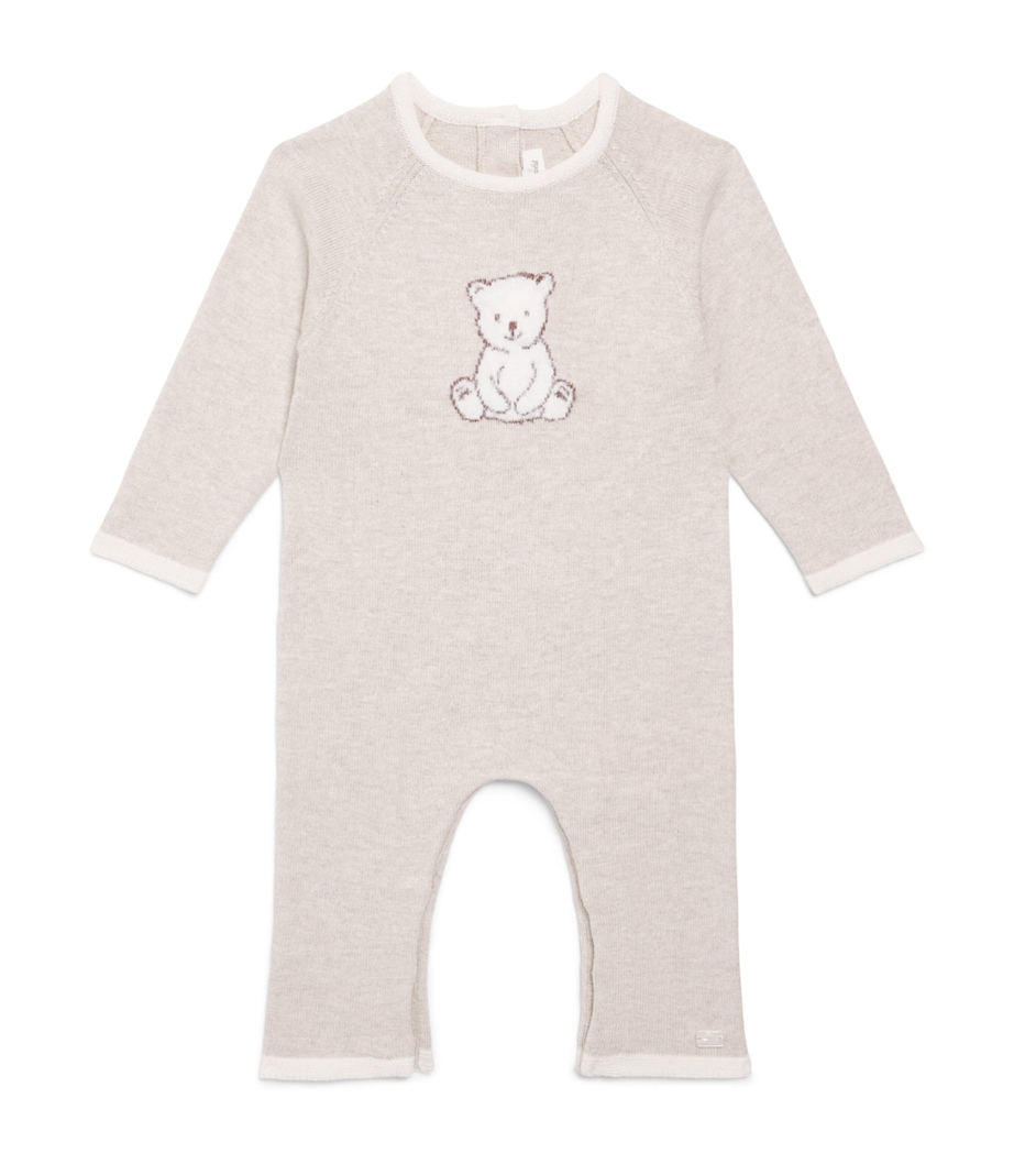 Tartine et Chocolat Cotton-Cashmere Polar Bear Playsuit (1-24 Months) Chiné Image 1