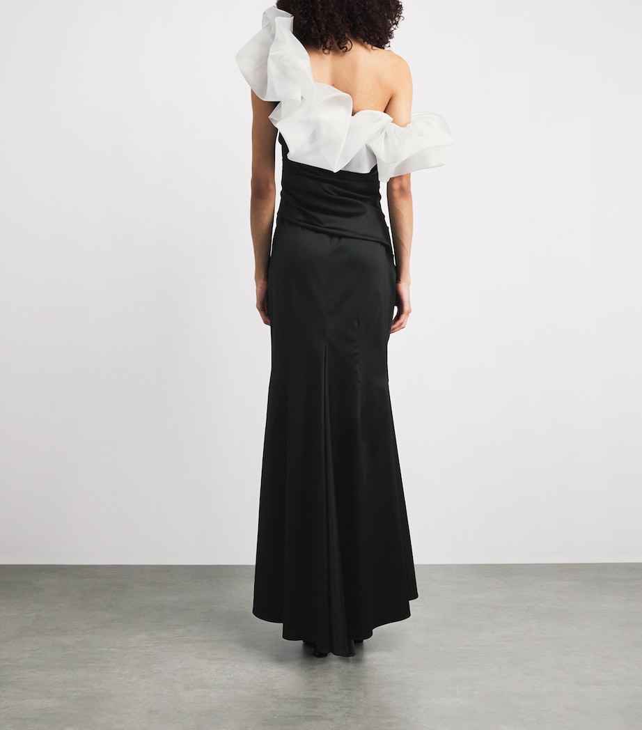 Talbot Runhof Womens One-Shoulder Embellished Gown Black Image 4