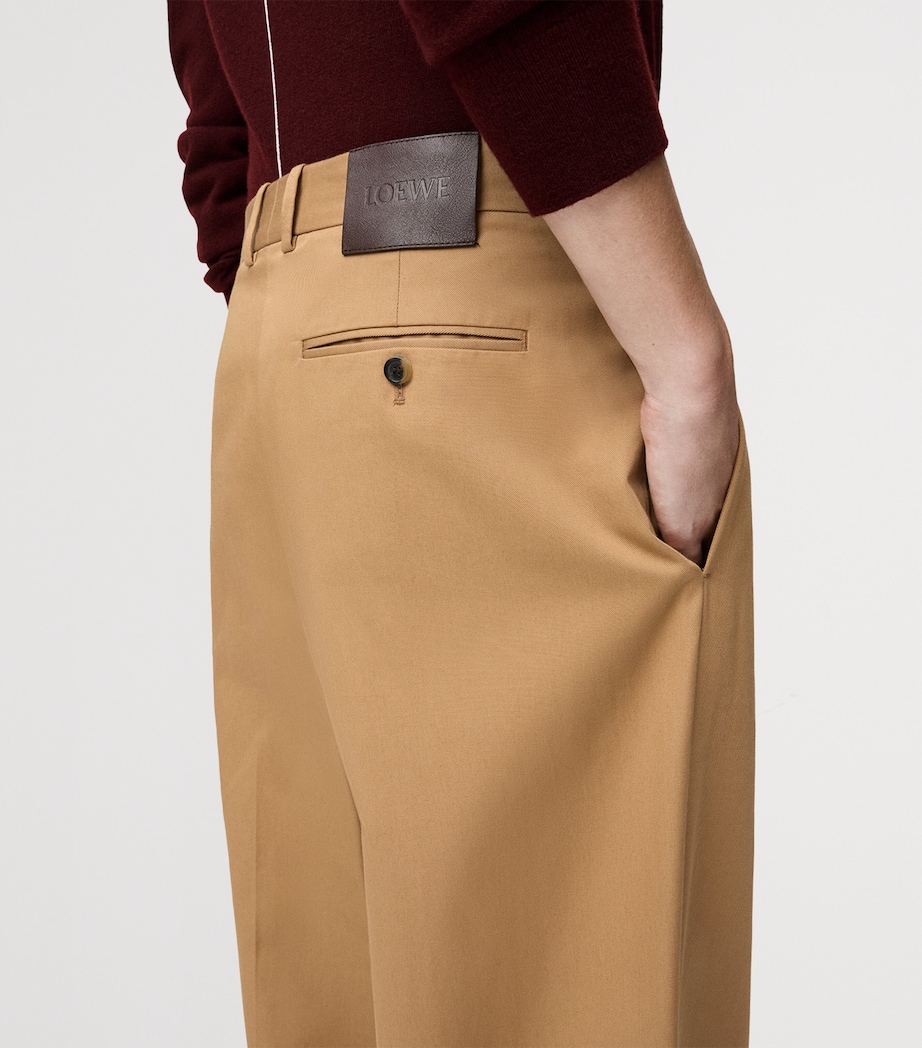 LOEWE Mens Cotton Wide-Leg Trousers Almond Image 5