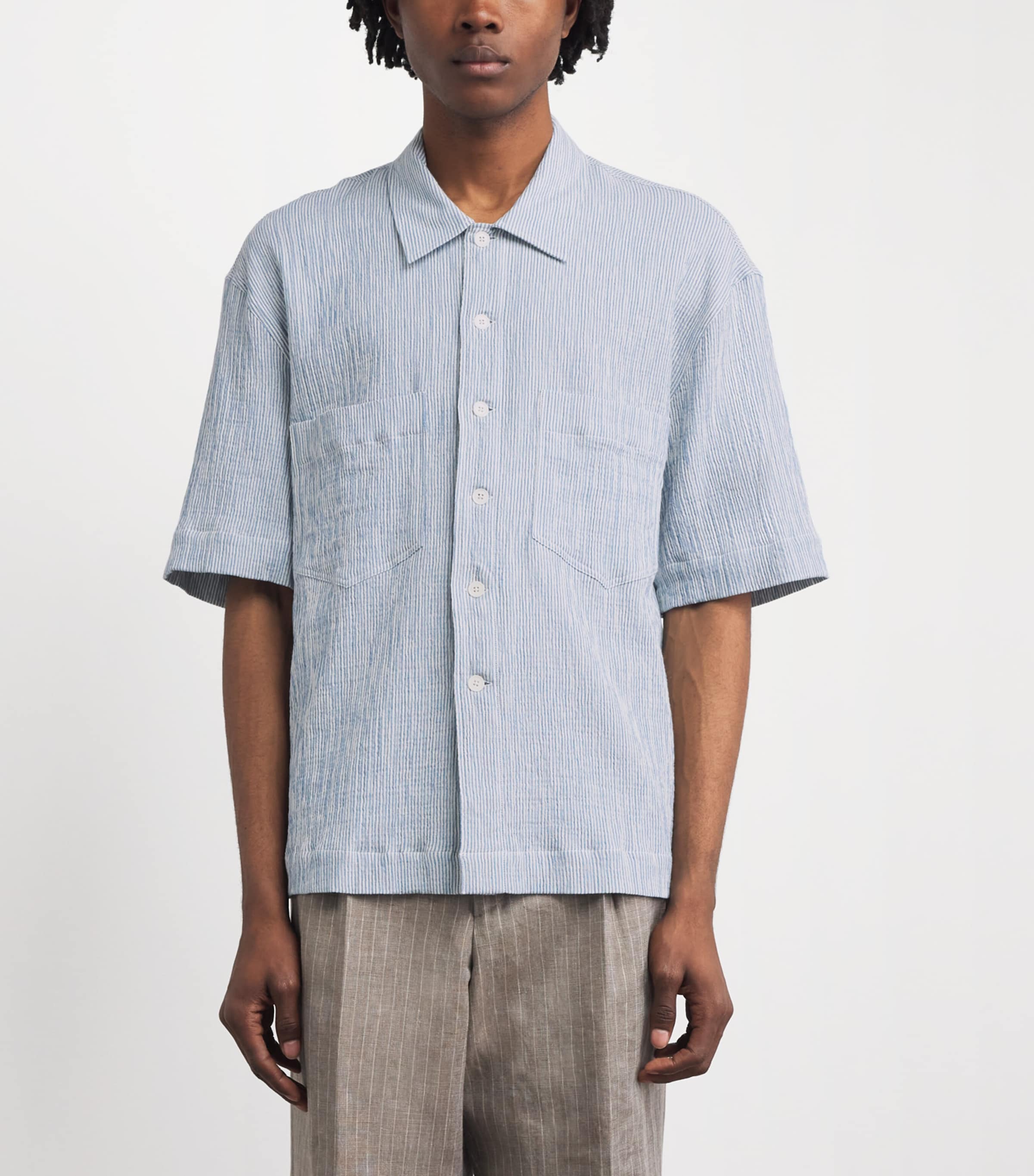 Sunflower Mens Cotton-Blend Stripe Adam Shirt Short Sleeve Shirt Image 4