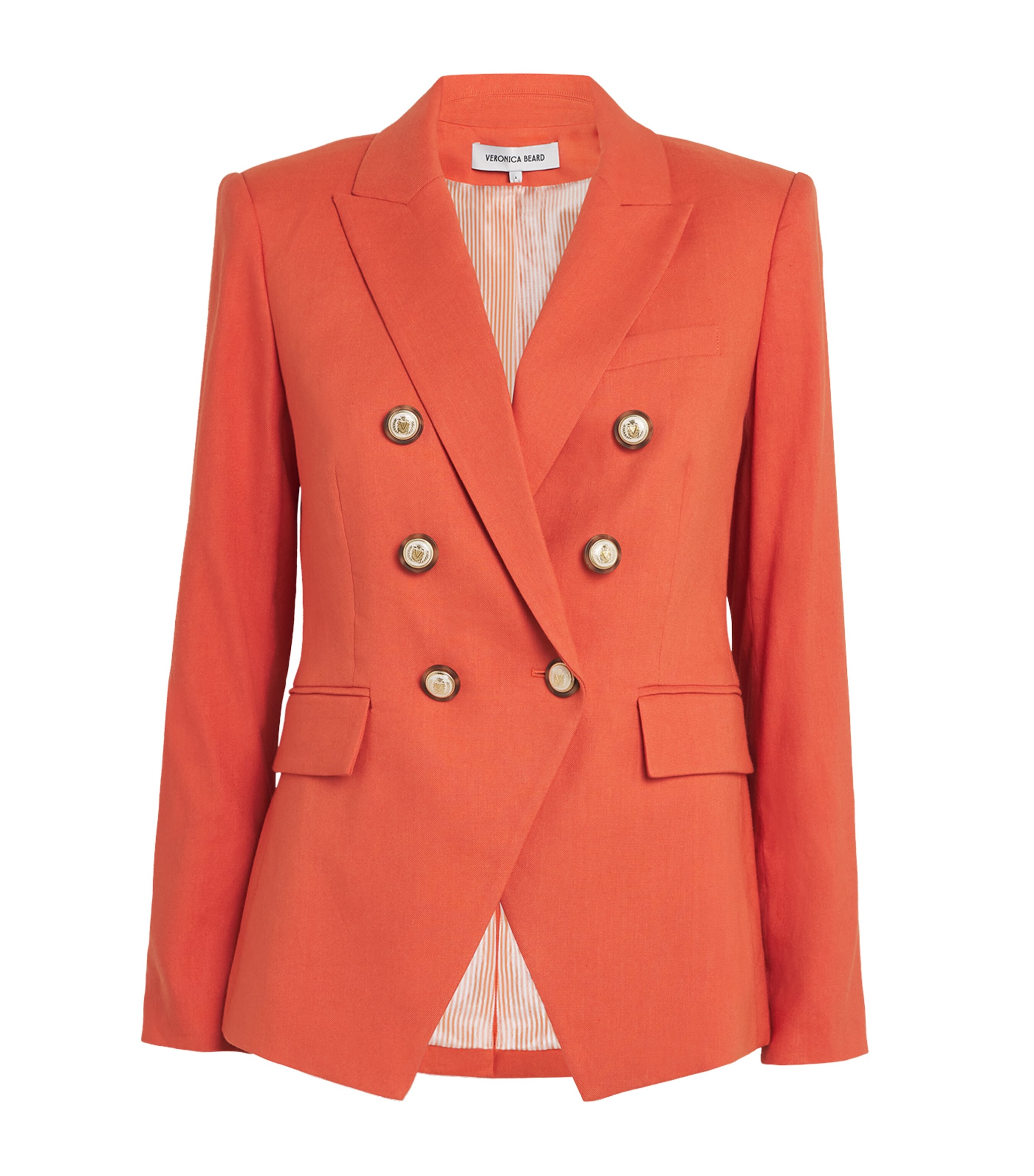 Shop Veronica Beard Linen-blend Miller Dickey Jacket In Orange